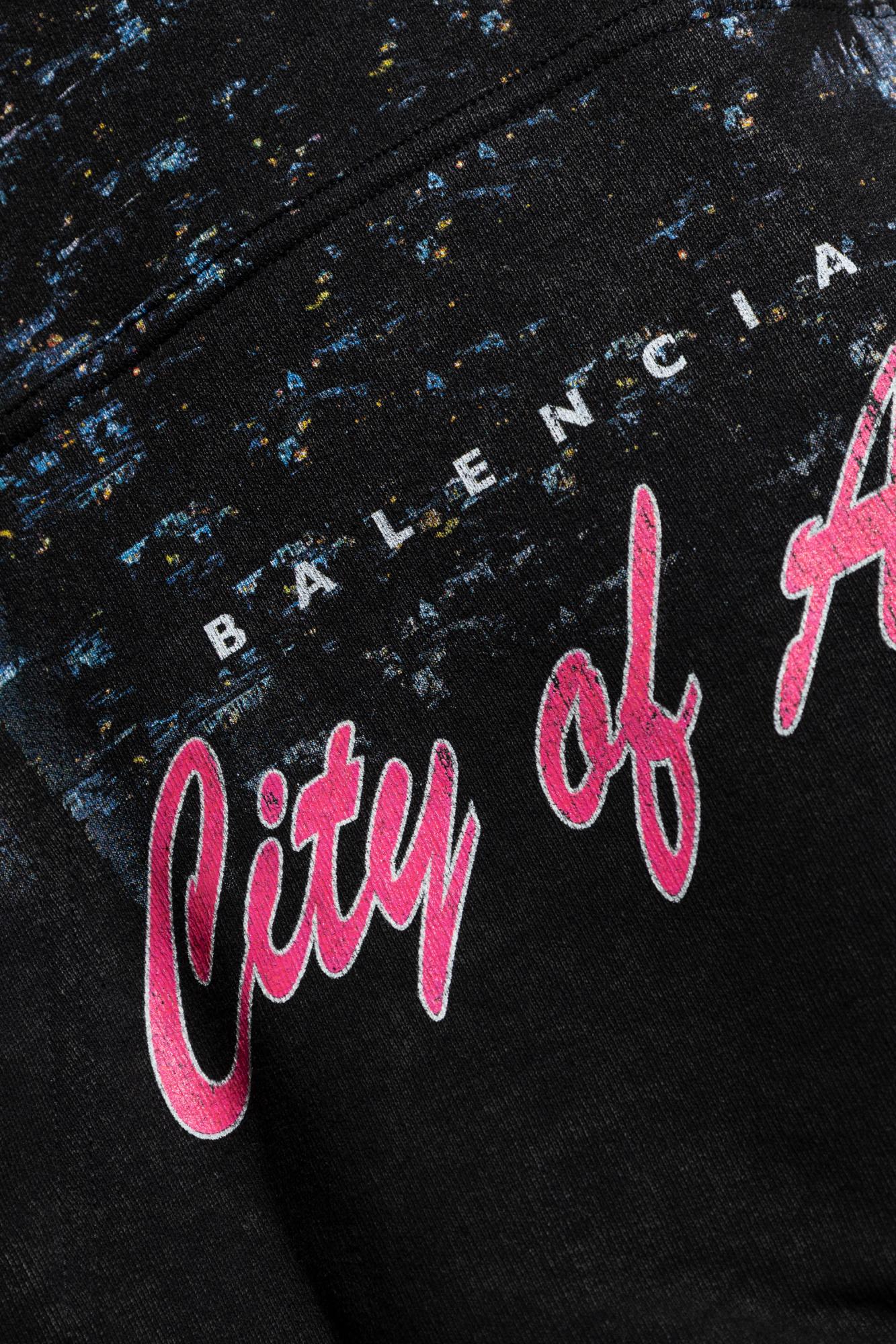 Balenciaga Cotton City Of Angels Hoodie In Black