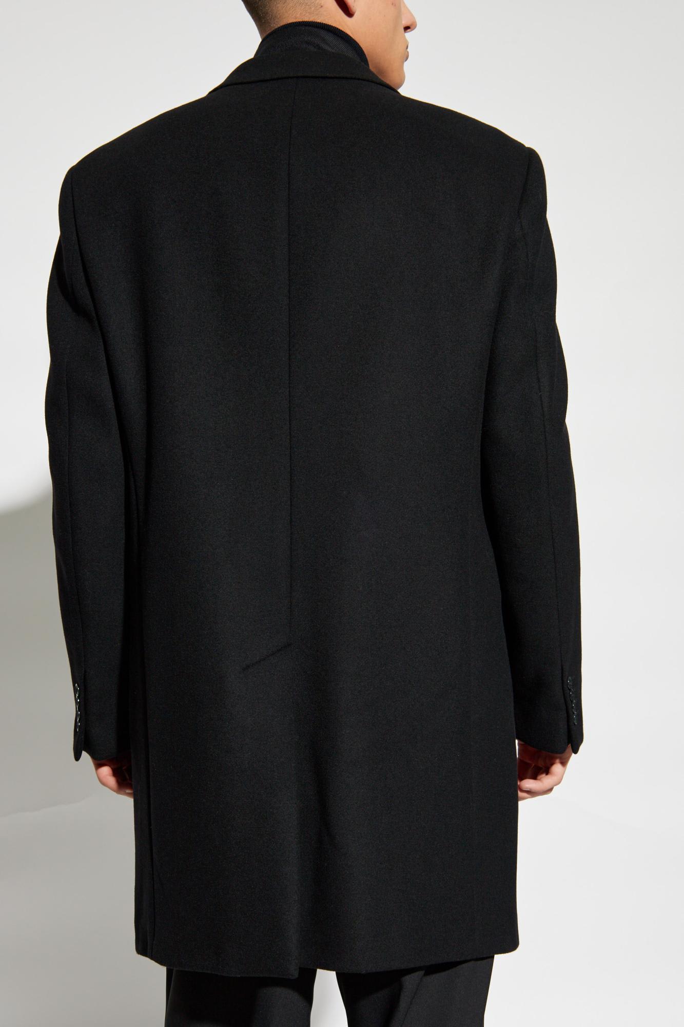 Shop Emporio Armani Wool Coat In Black