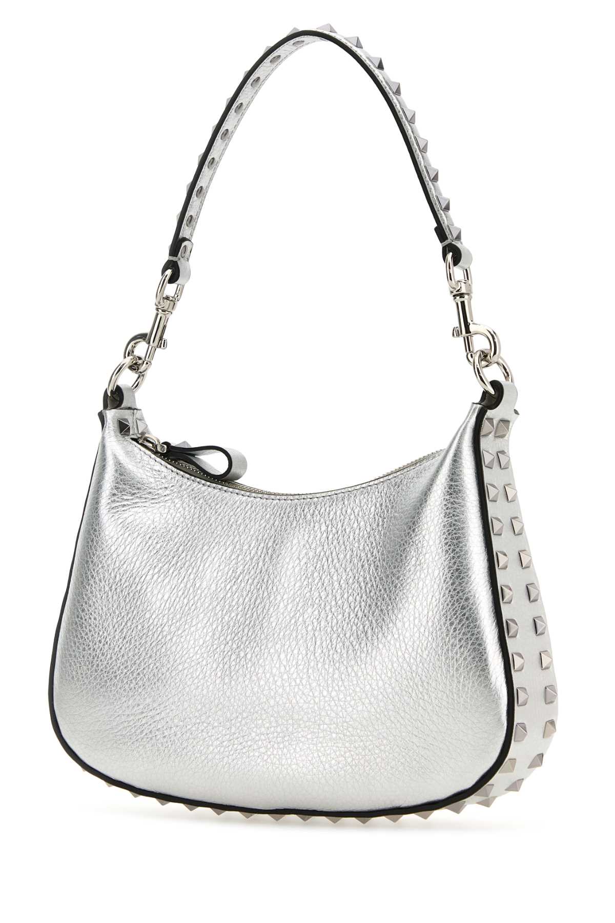 Valentino Garavani Silver Leather Rockstud Handbag