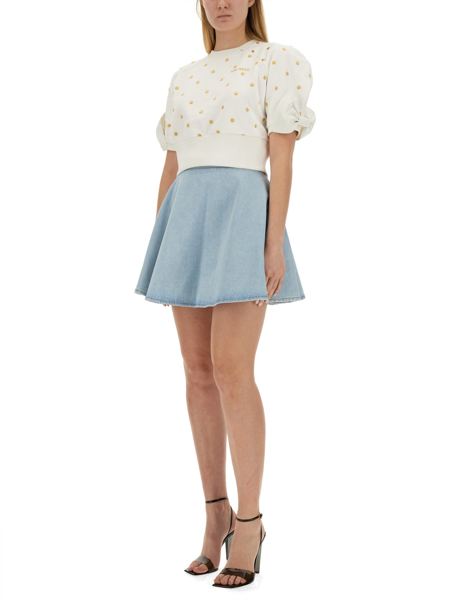 Shop Nina Ricci Mini Skirt In Light Blue