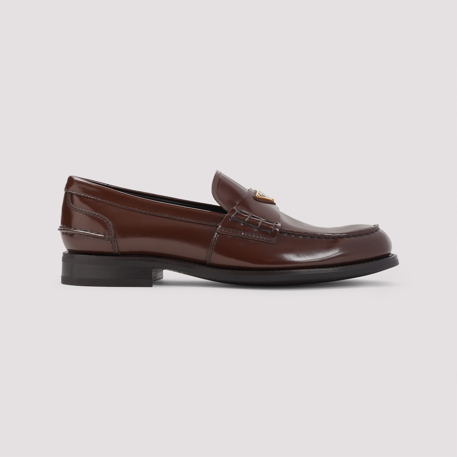 Prada Brushed Calf Leather Lace-up Loafers In Black