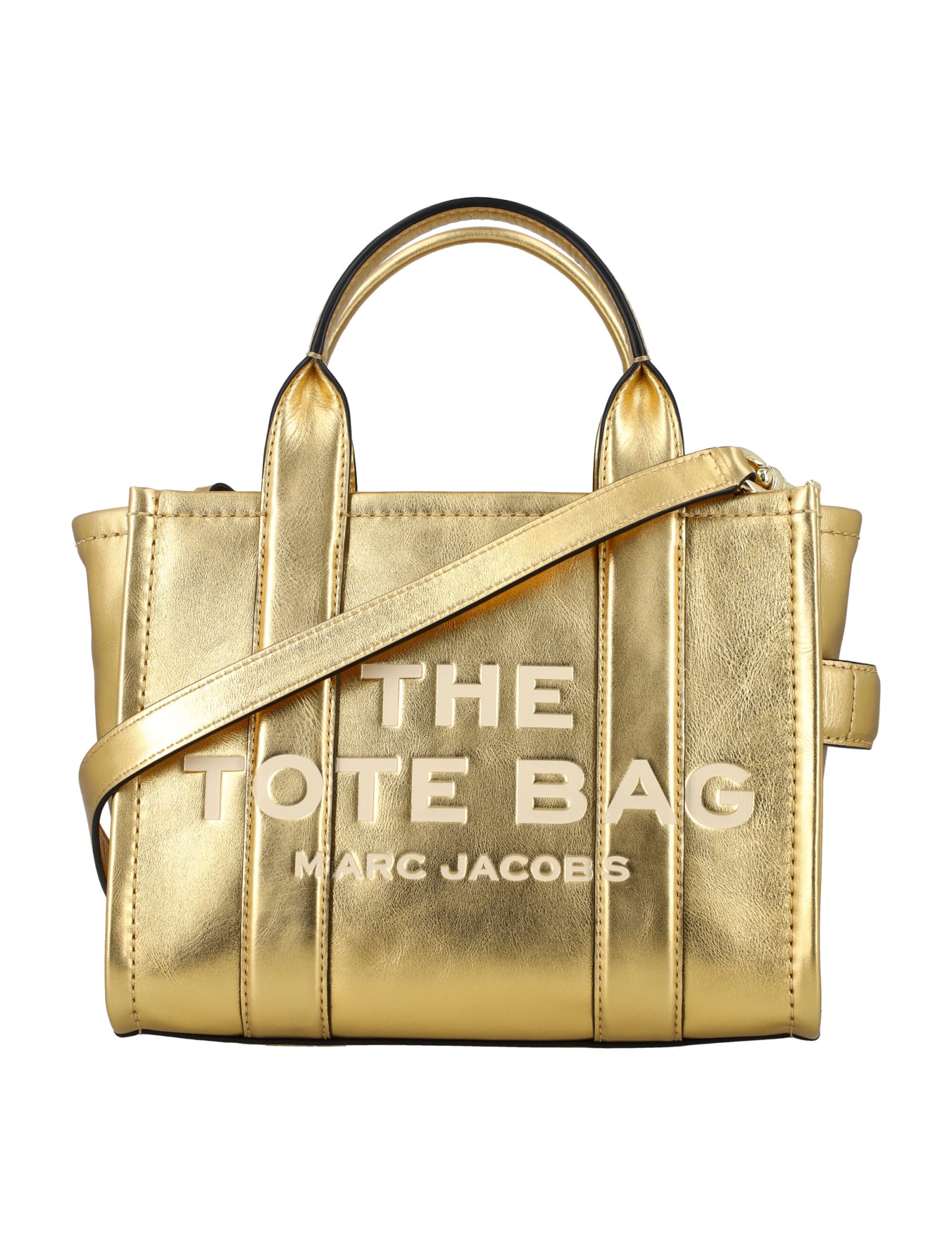 Shop Marc Jacobs The Small Tote Bag Metallic In Gold