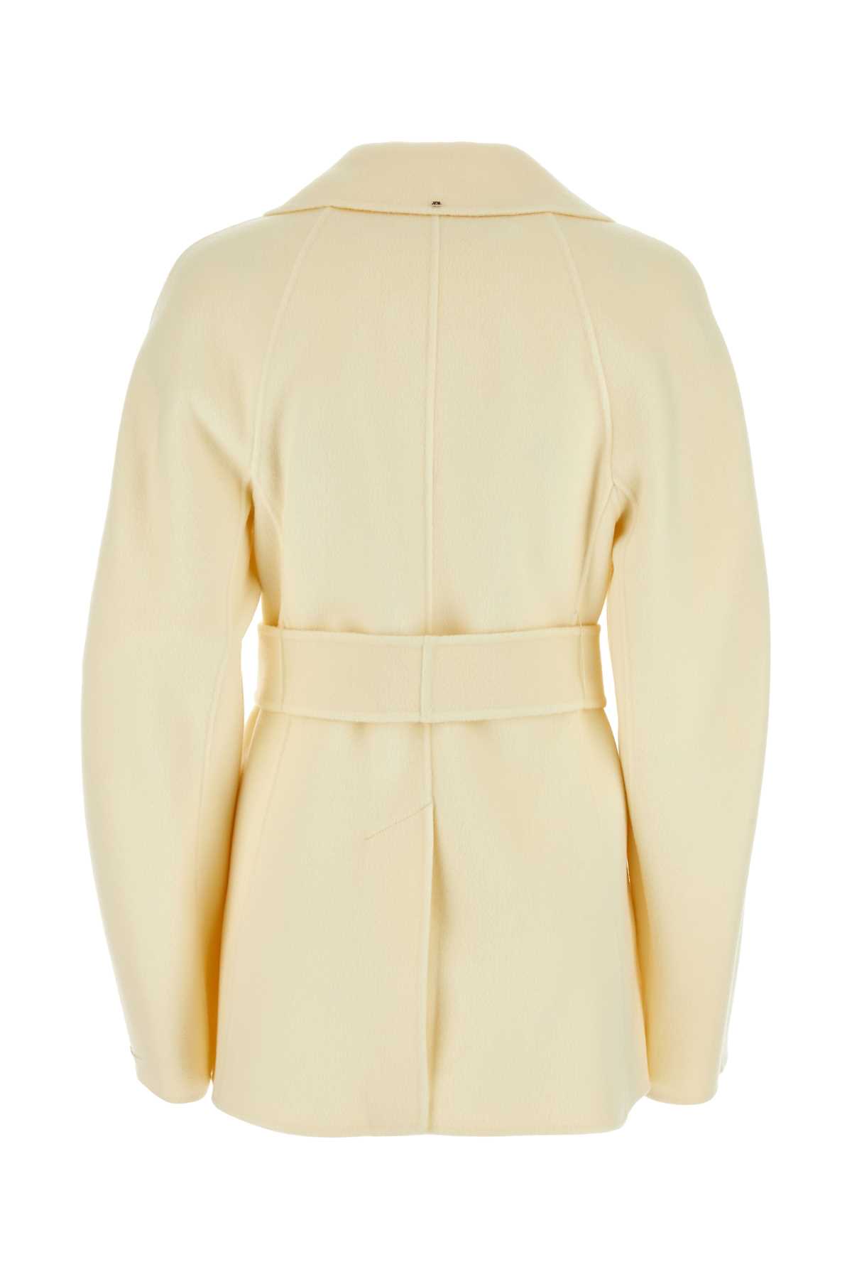 Sportmax Cream Wool Blend Umano Coat In Vaniglia