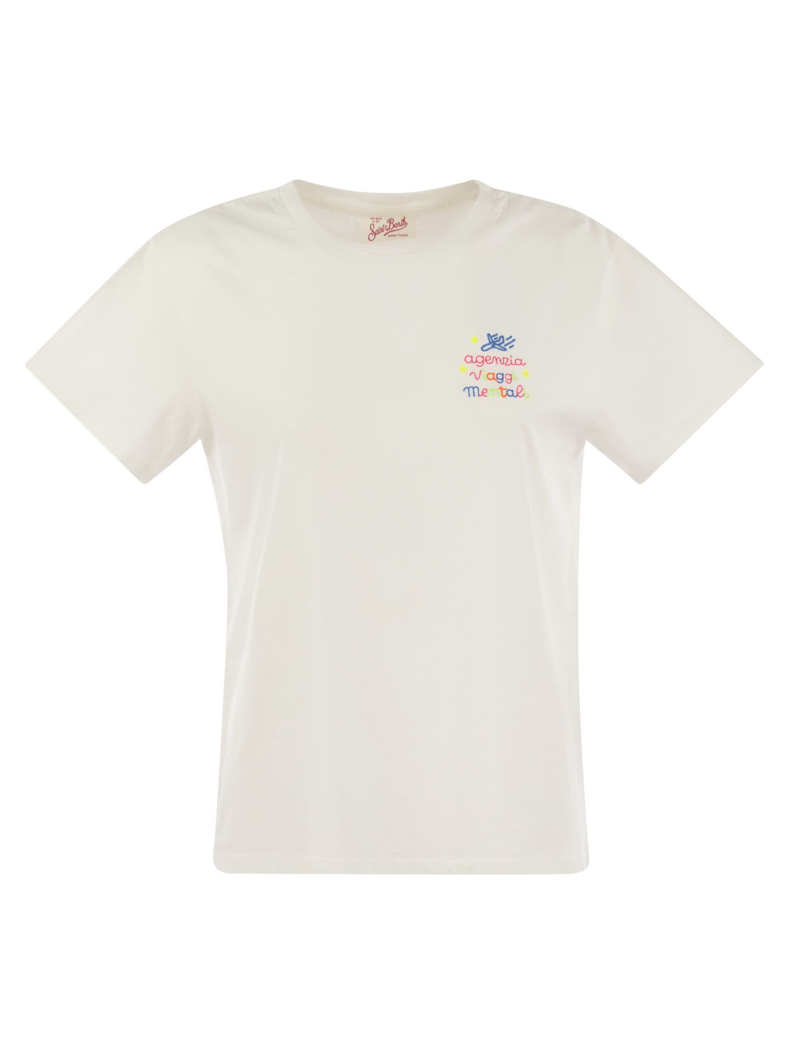 Shop Mc2 Saint Barth Emilie - T-shirt With Embroidery On Chest In White