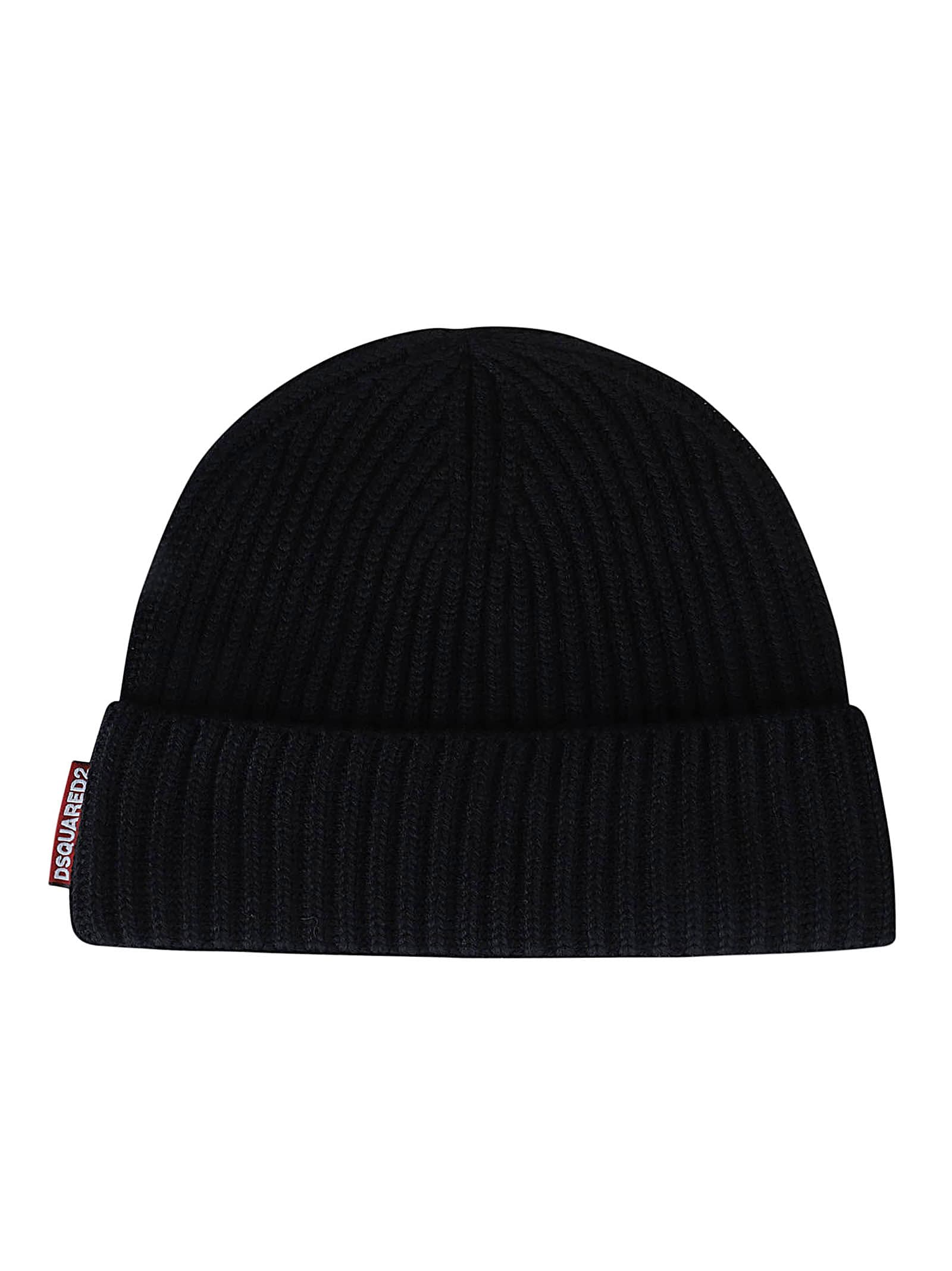 Shop Dsquared2 Woven Ribbed Beanie & Scarf Set In Black