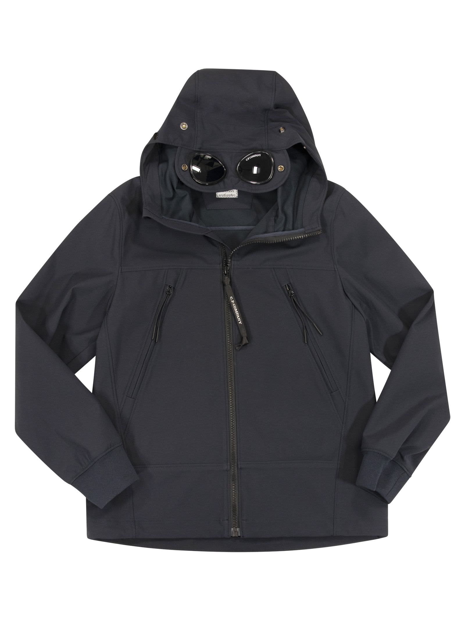 C.p. Company Kids' Goggle Hooded Jacket In Blue