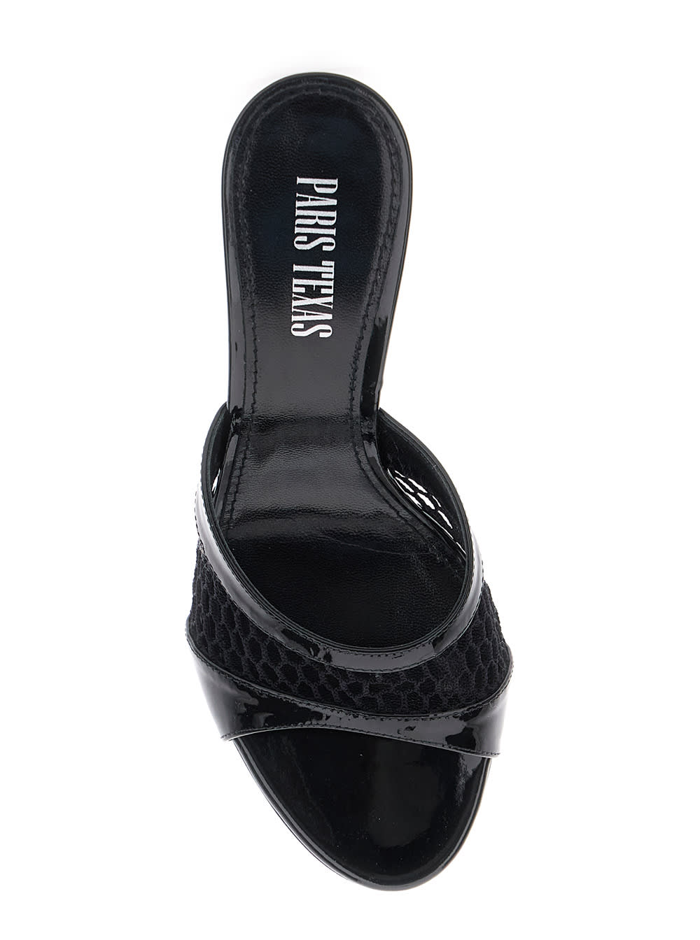 Paris Texas Black Mule With Mesh Design And Stiletto Heel In Leather Woman In Black