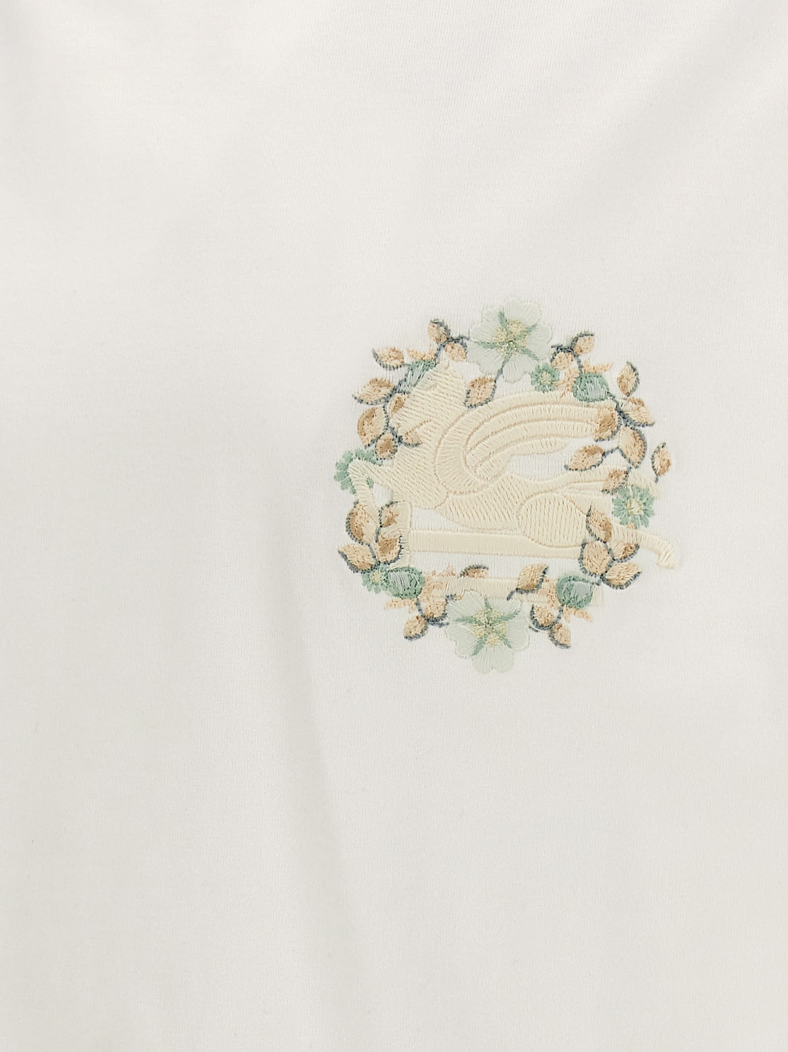 Shop Etro Logo Embroidery T-shirt In Bianco