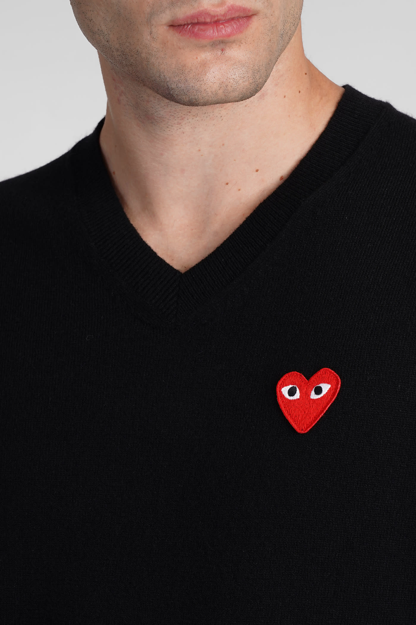 Shop Comme Des Garçons Play Knitwear In Black Wool