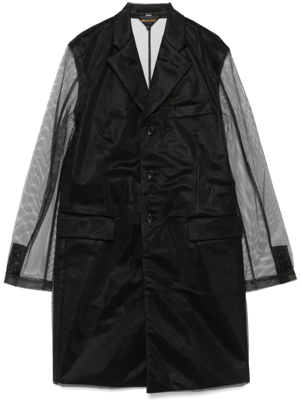 Comme Des Garçons Longline Sheer Sleeves Coat In Black