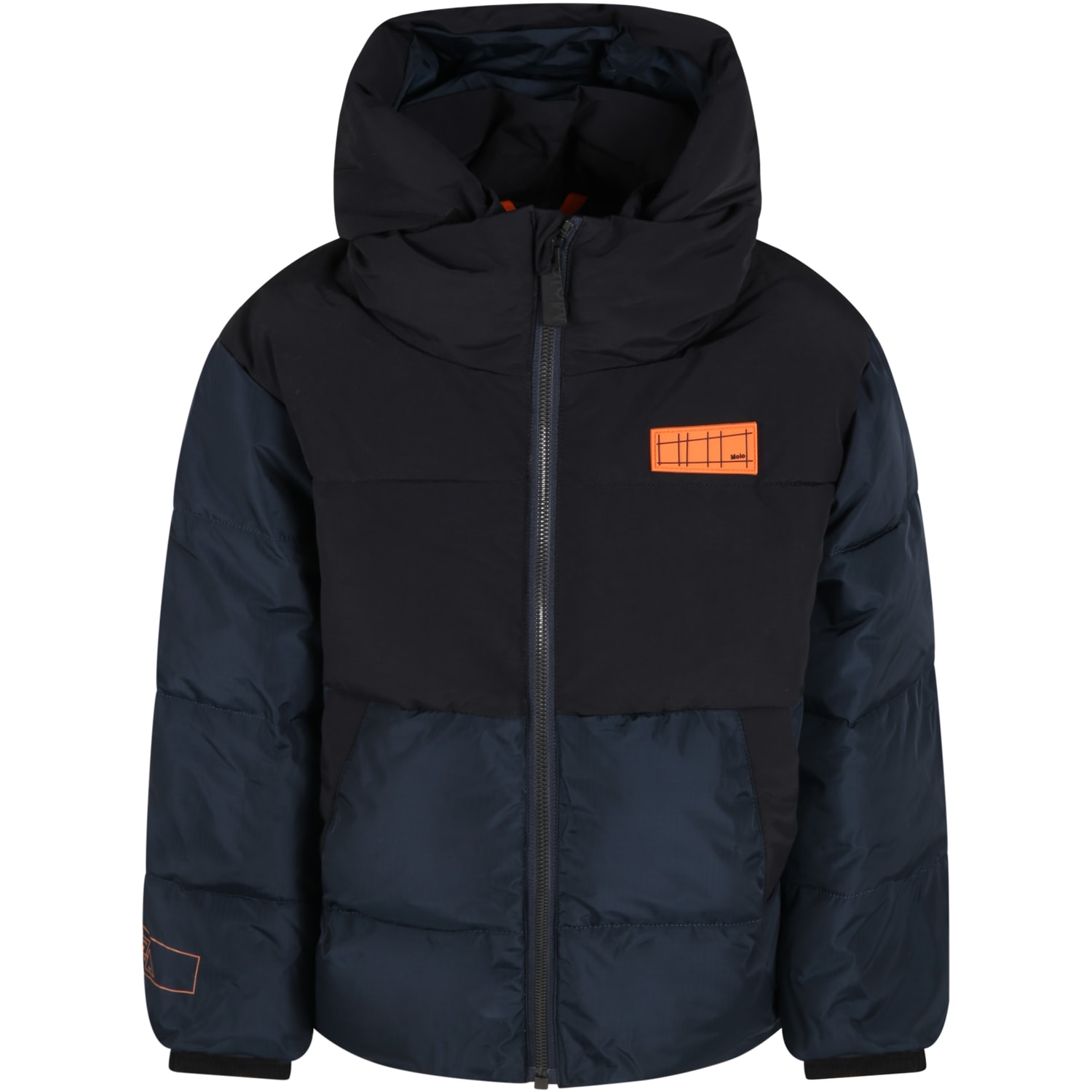 Molo Black Jacket For Boy With Orange Logo