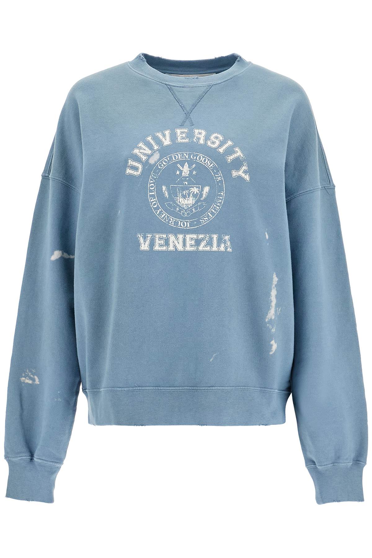 Shop Golden Goose Vintage College-style Sweatshirt With In Windward Blue/ Heritage White (blue)