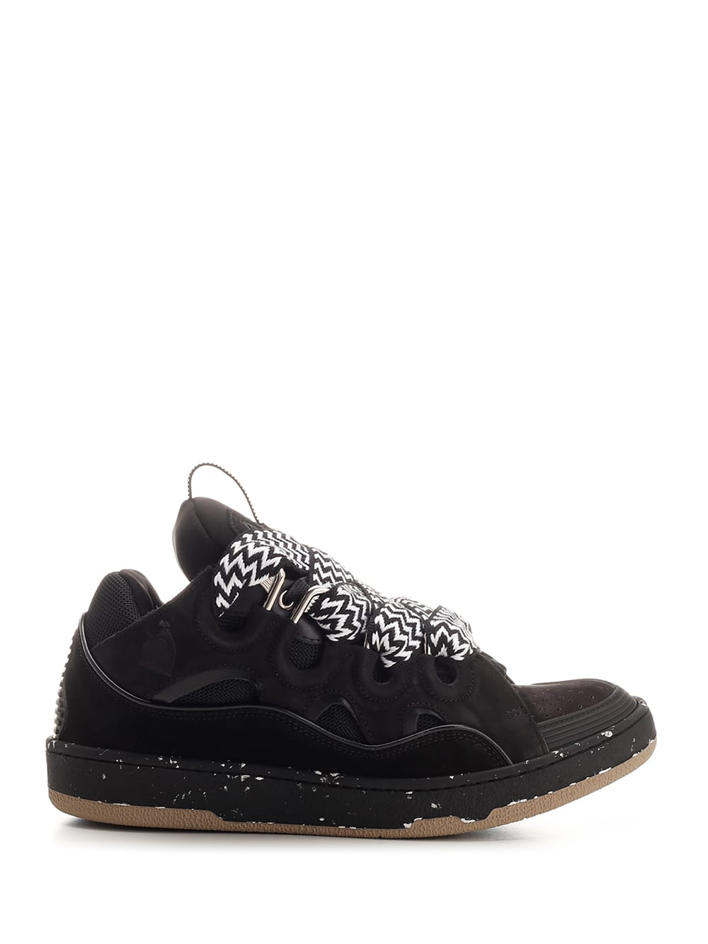 Lanvin Curb Leather Sneakers In Black