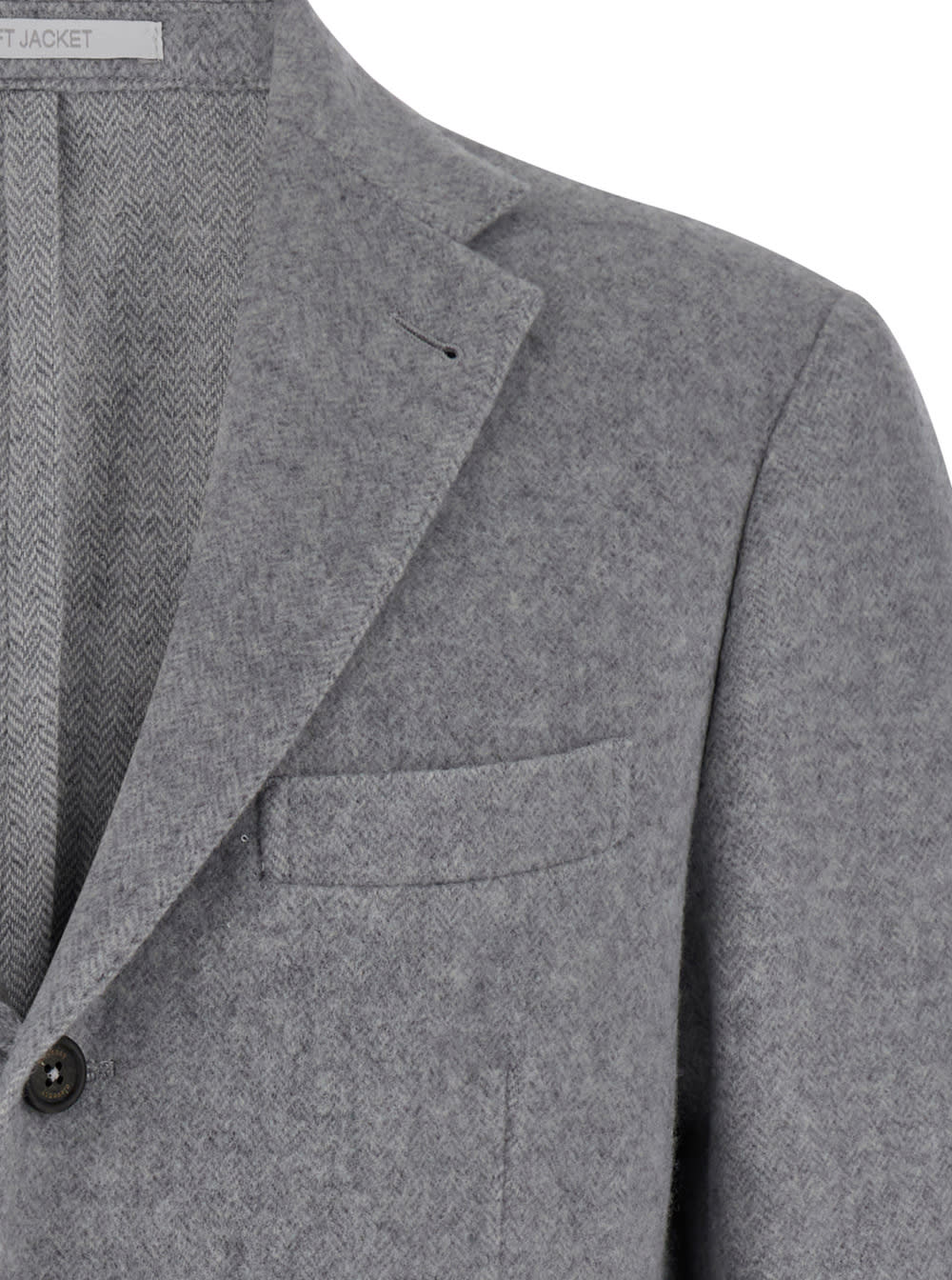 Shop Eleventy Grey Single-breasted Jacket With Notched Revers In Wool And Cashmere Man