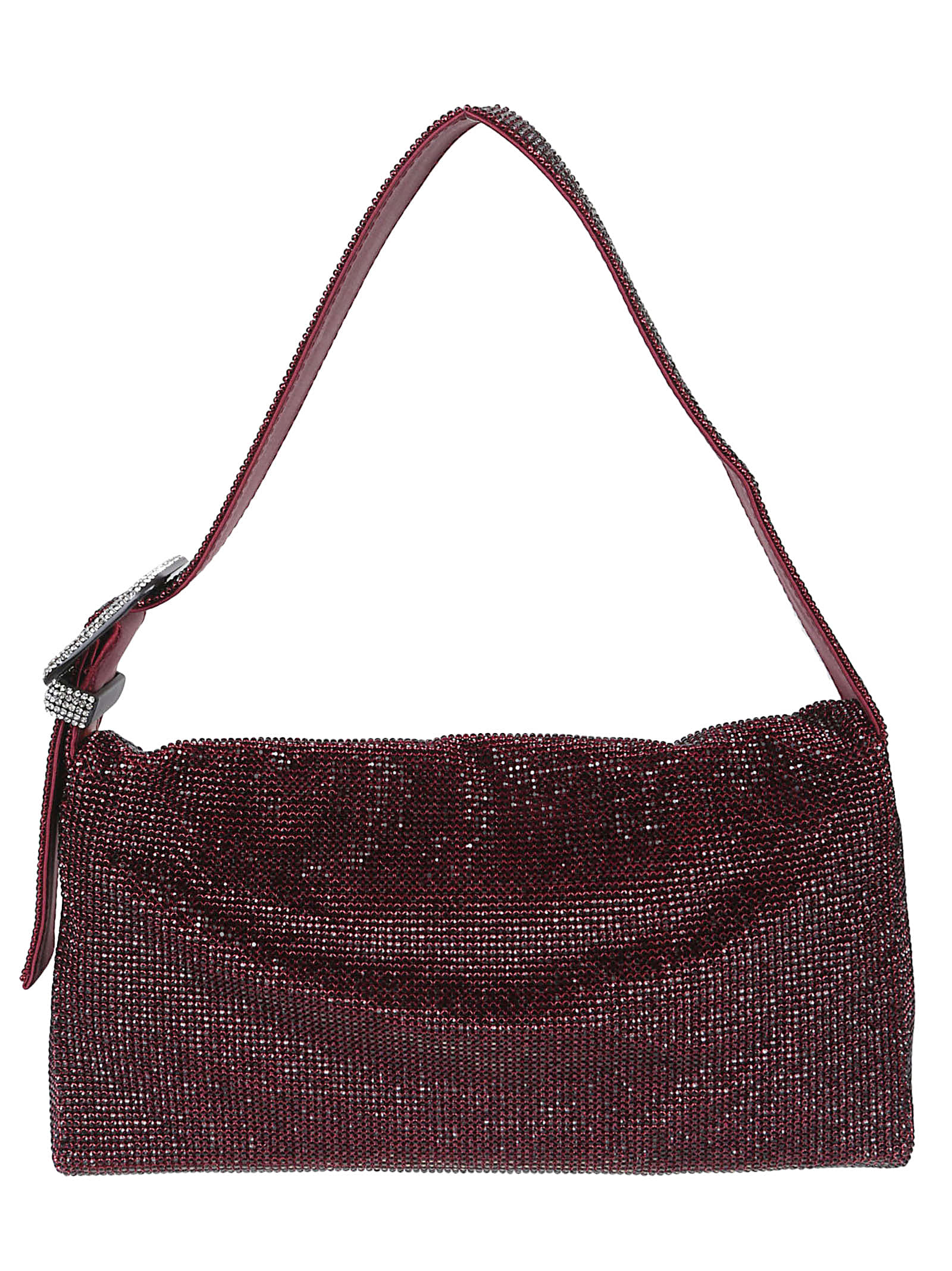Benedetta Bruzziches Large Vitty Crystal-embellished Shoulder Bag In Burgundy