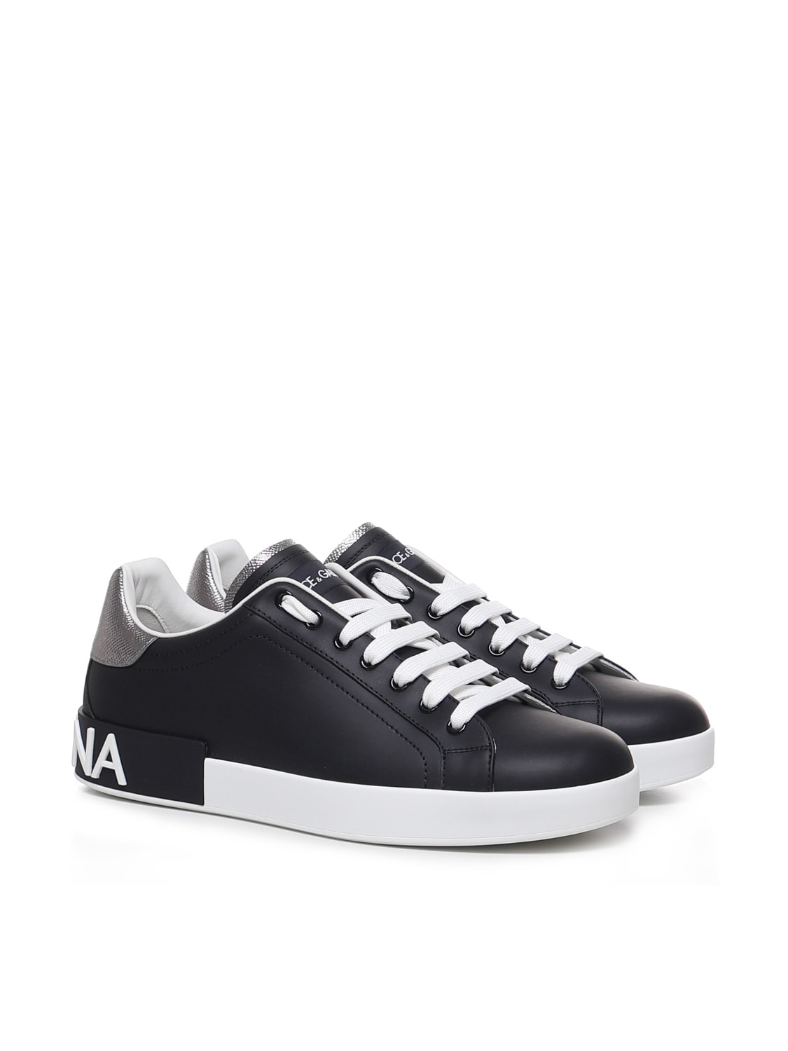 Shop Dolce & Gabbana Portofino Sneaker In Calf Leather In Black