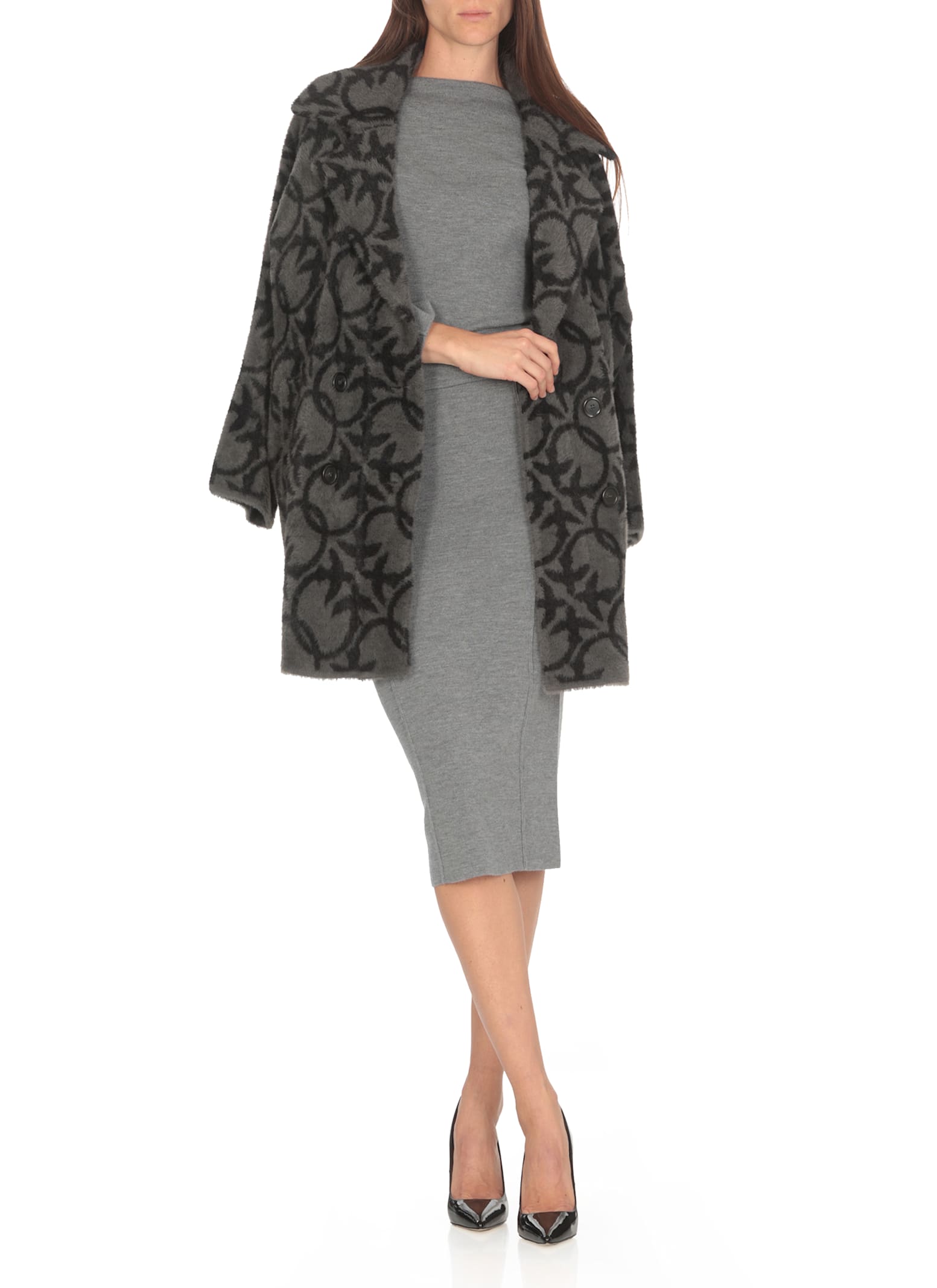 Shop Pinko Faux Fur Coat In Grey