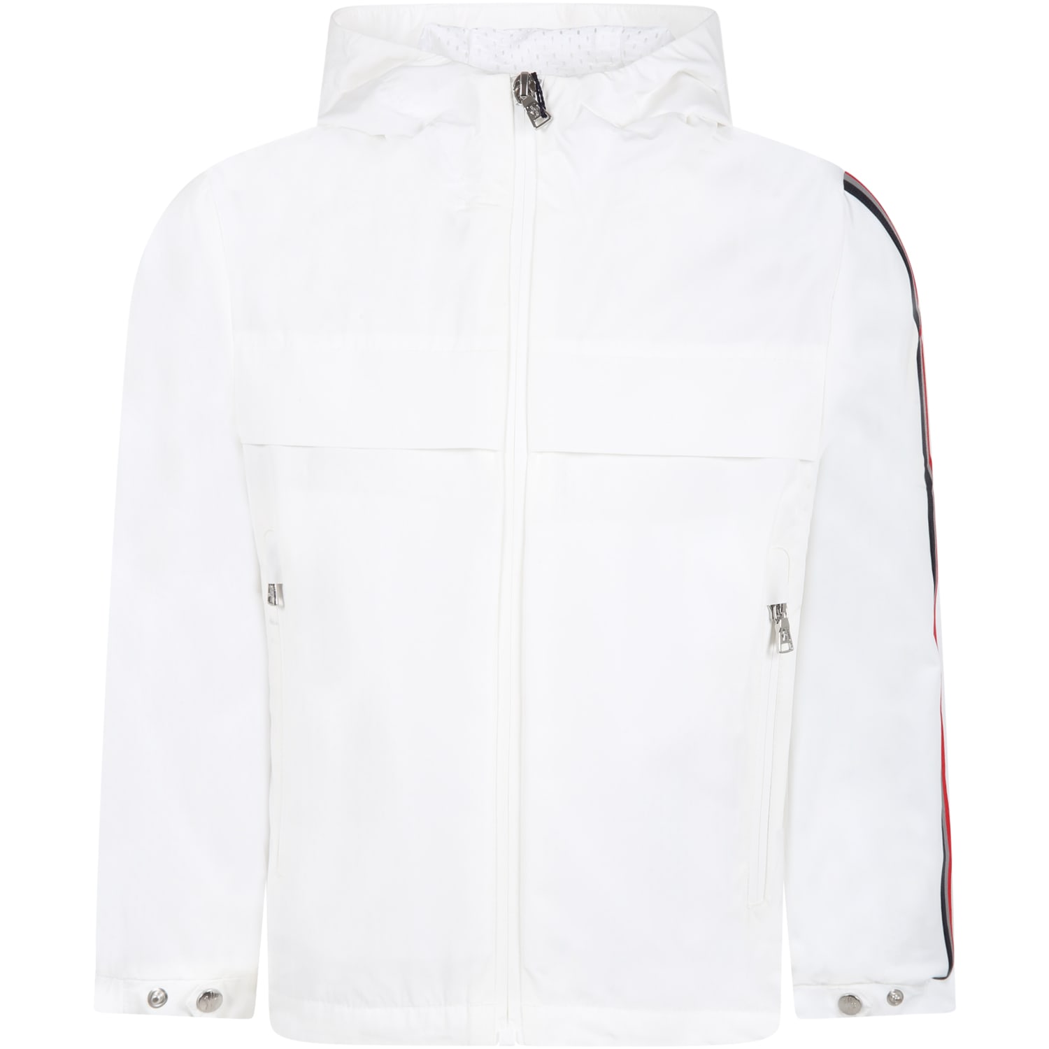 Moncler White vaug Jacket For Kids With Logo