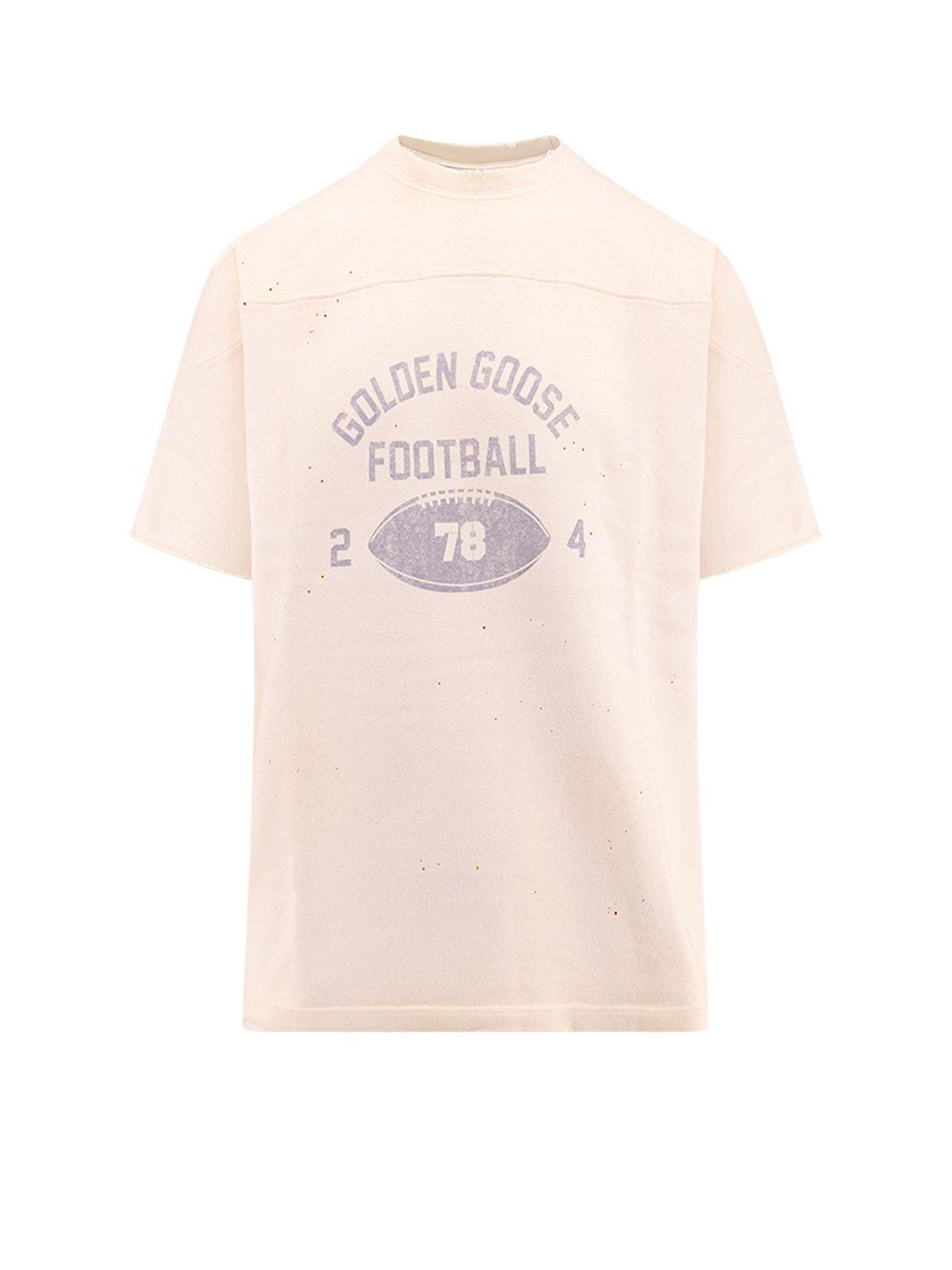 Shop Golden Goose Logo Printed Crewneck T-shirt In White