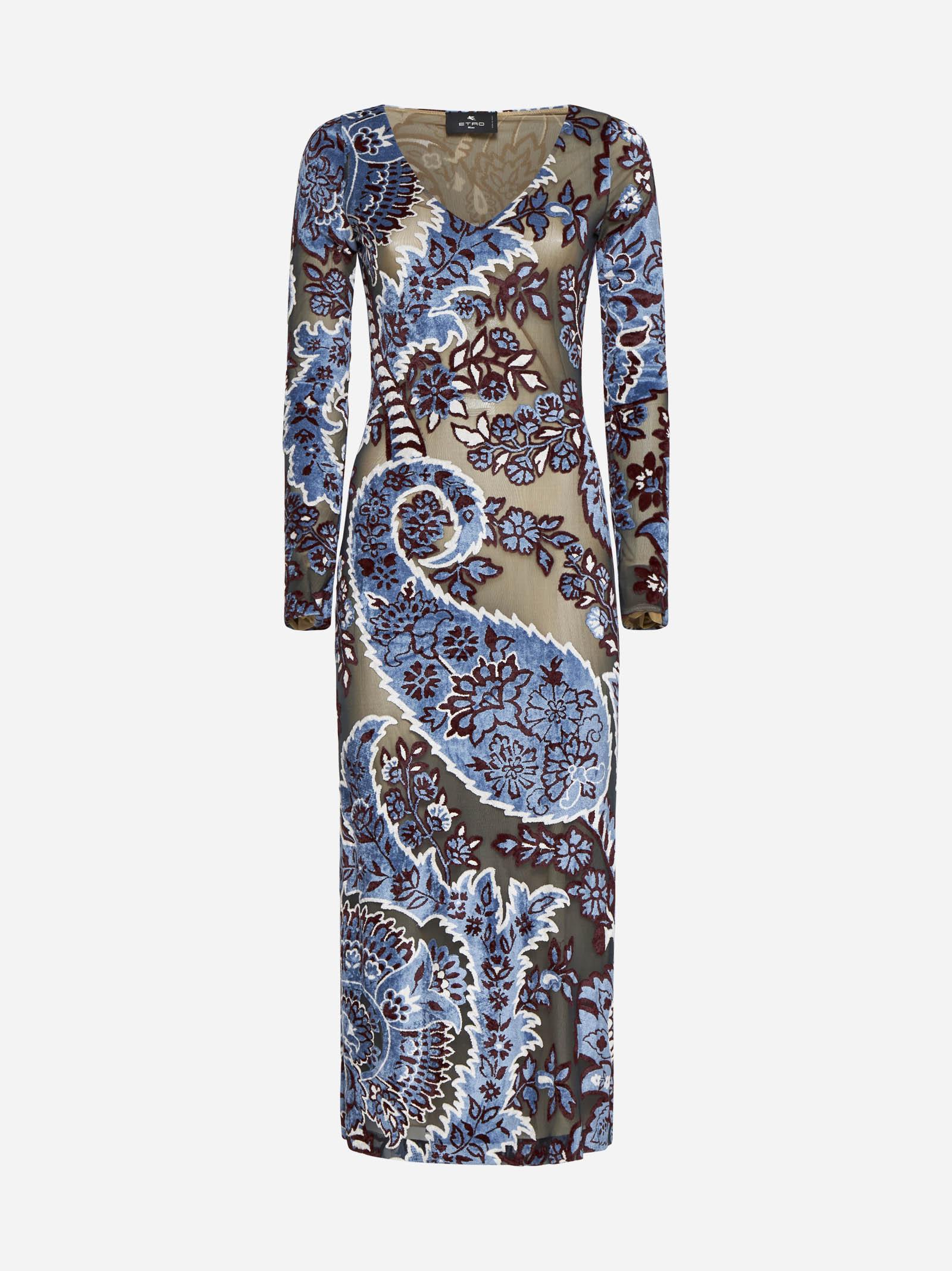 Shop Etro Devore Velvet Midi Dress