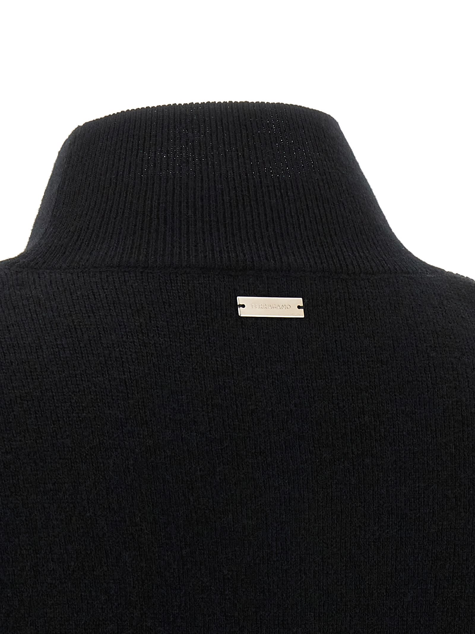 Ferragamo Floral Insert Sweater Sweaters And Cardigans Black In Black