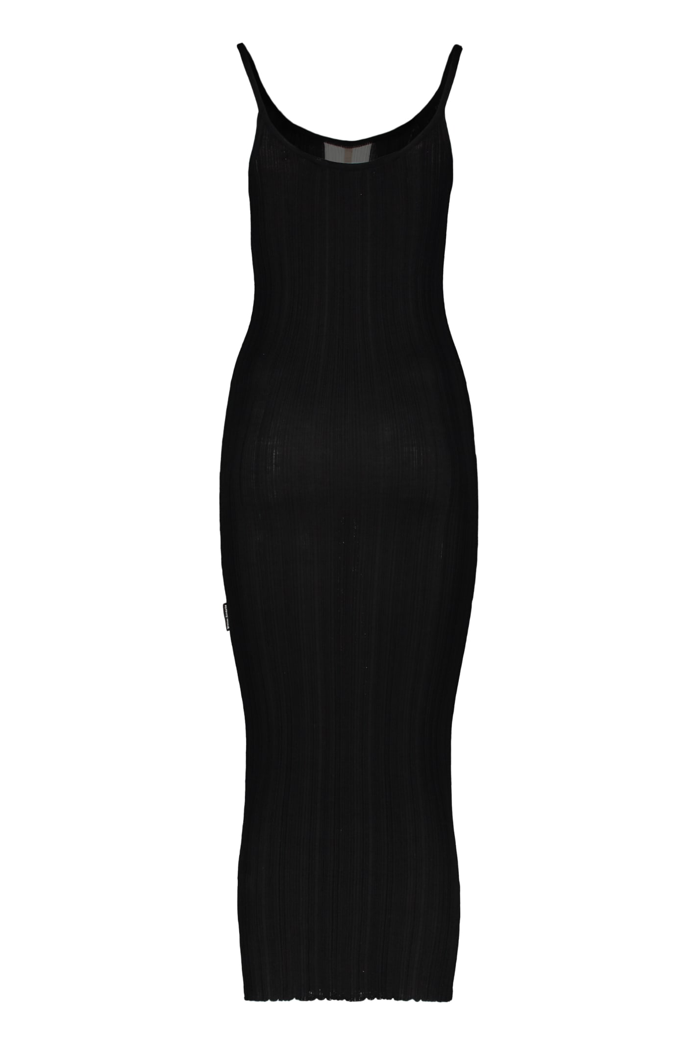 Shop Palm Angels Ribbed Knit Dress In Black