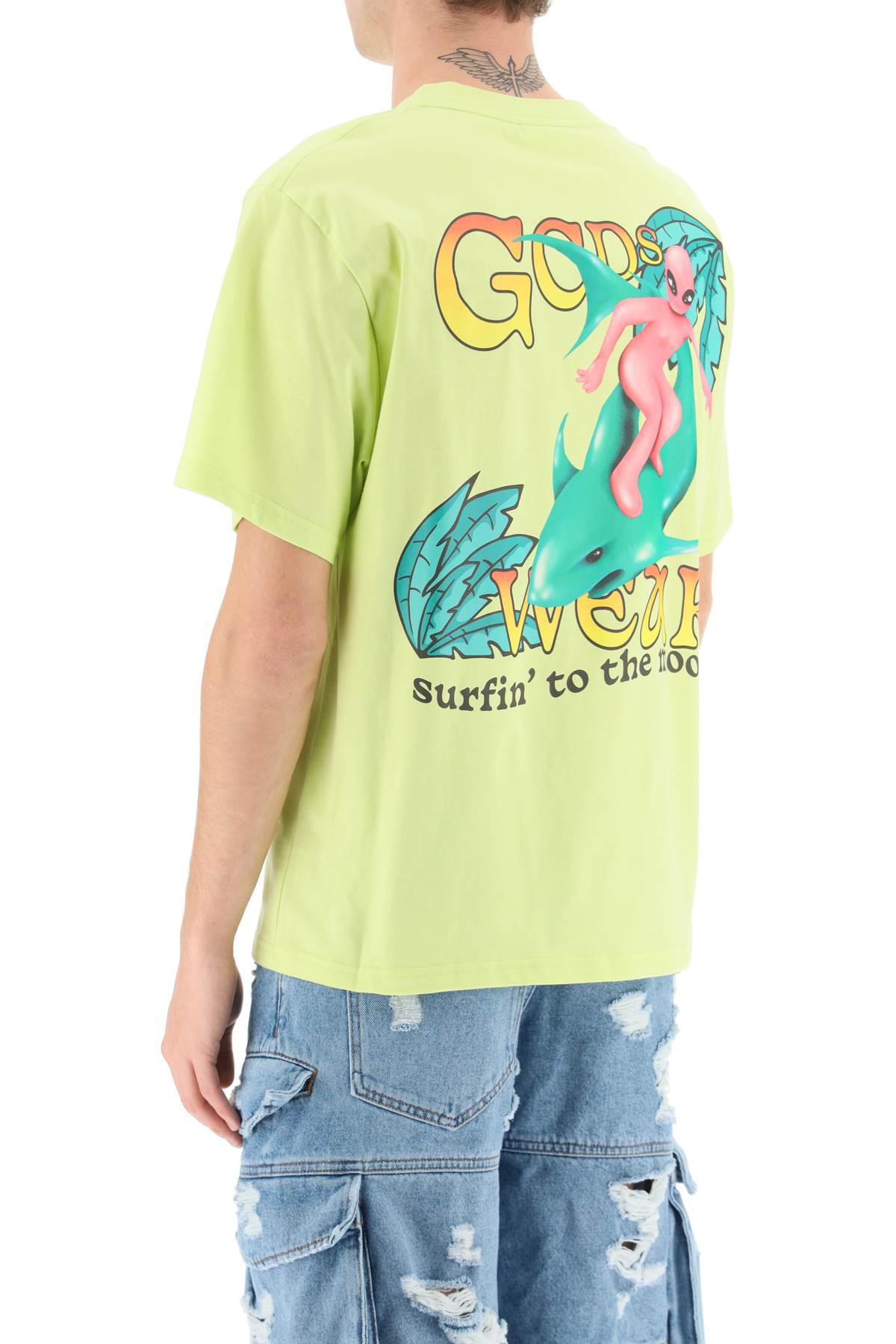 Shop Gcds Surfing Wirdo T-shirt In Lime (green)