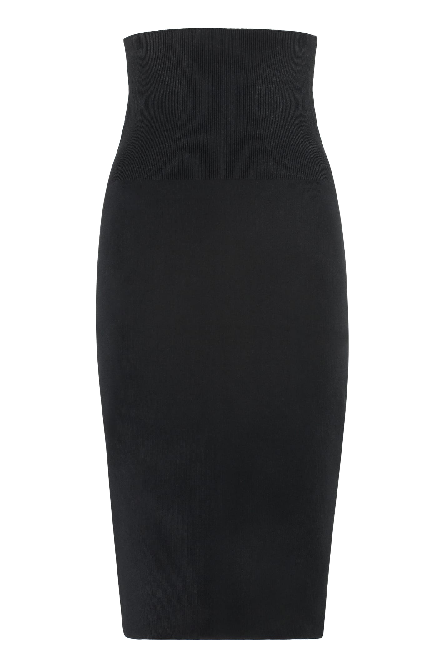 Victoria Beckham Vb Body Ribbed Stretch-knit Midi Skirt In Black