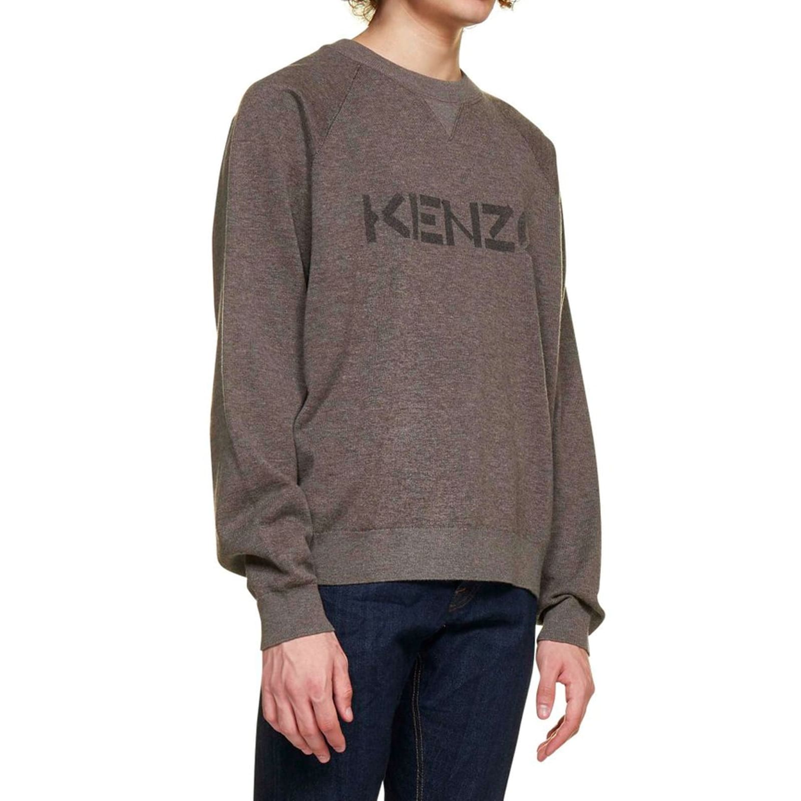 Shop Kenzo Logo Sweater In Brown