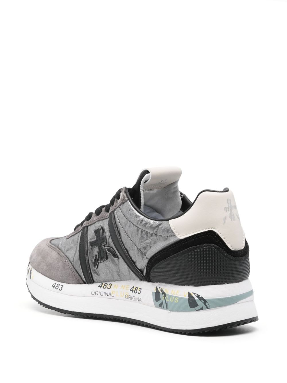 Shop Premiata Conny Sneakers In Grey Black White