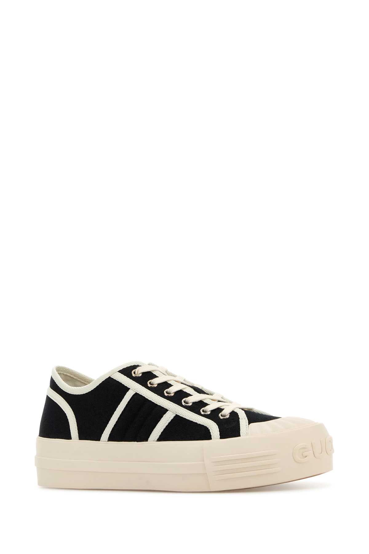Gucci Canvas Sneakers With Contrast Trim And Rubber Sole