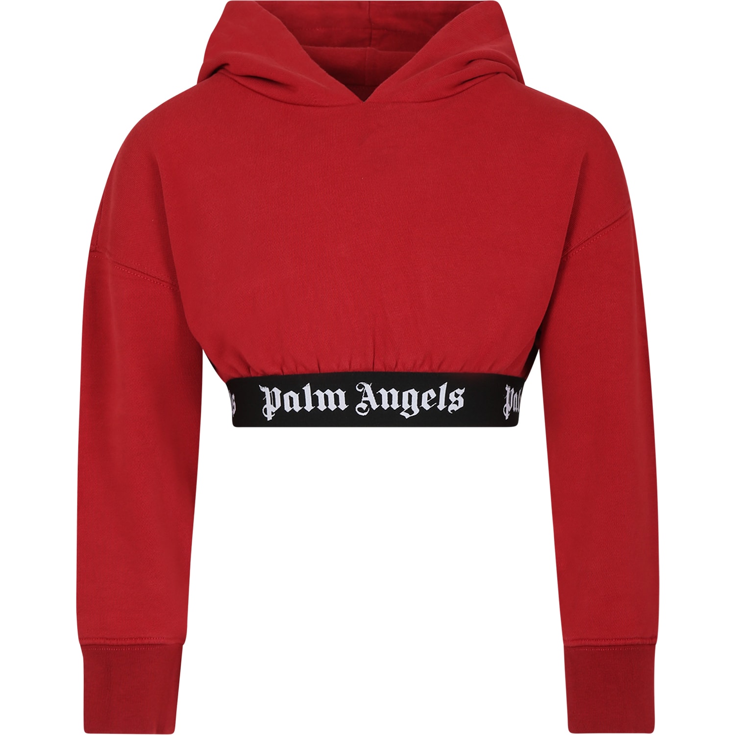 Palm Angels Burgundy Sweatshirt For Girl With Logo