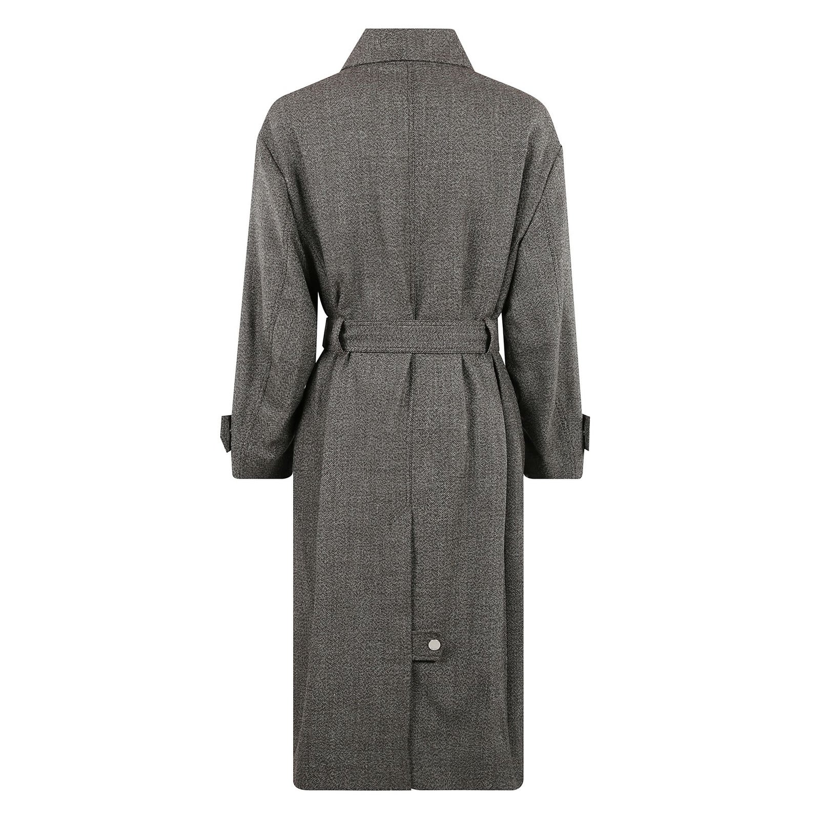 Shop Ami Alexandre Mattiussi Paris Long-sleeved Belted Coat In Dark Coffee/ Off White