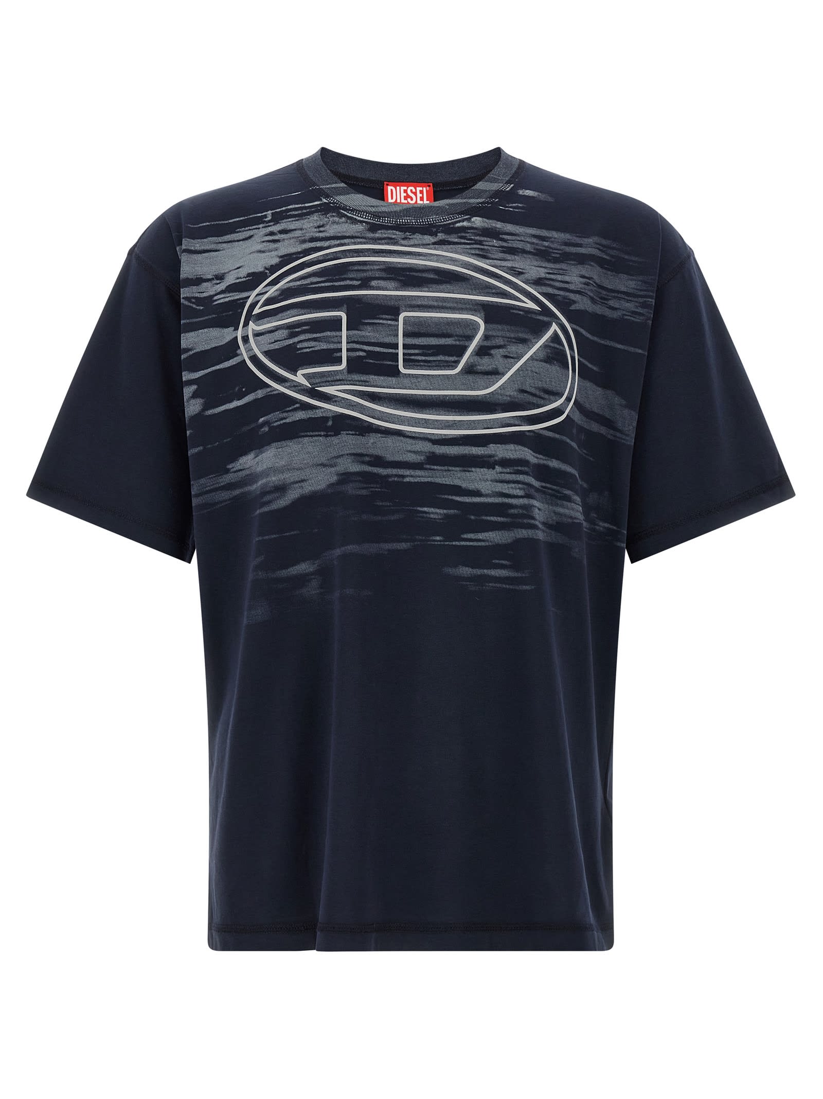Diesel Cotton T-shirt With Oval D Print In Blue