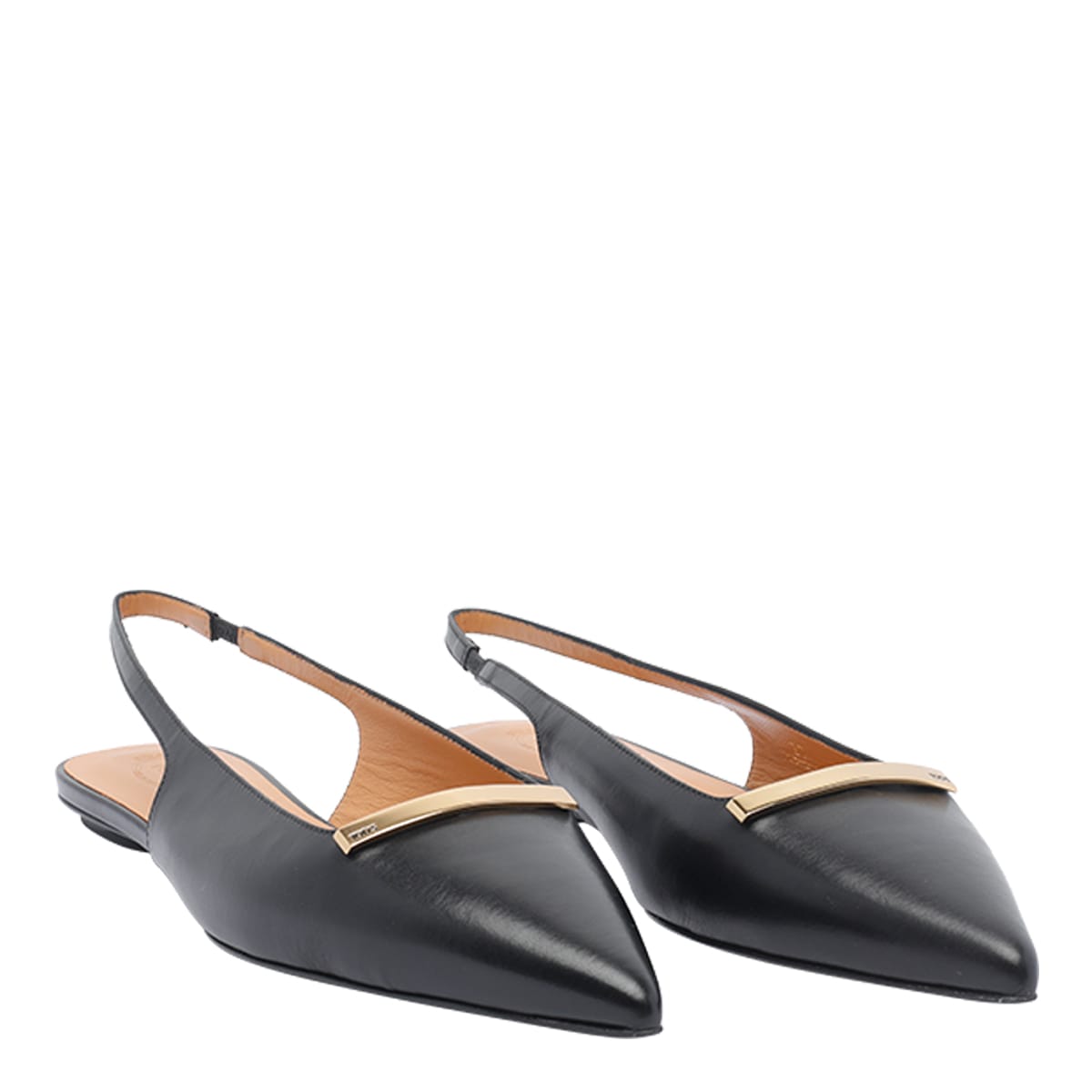 Tod's Cuoio Flat 10k Barretta Ch Scarpe Basse Black In Black