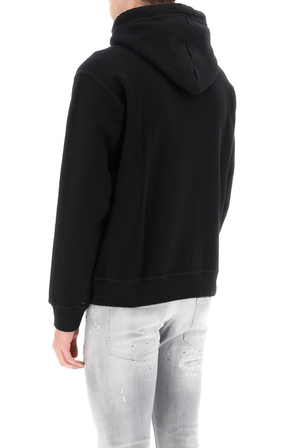 Dsquared2 Fleeced Cotton Gothsurfer Hoodie In Black