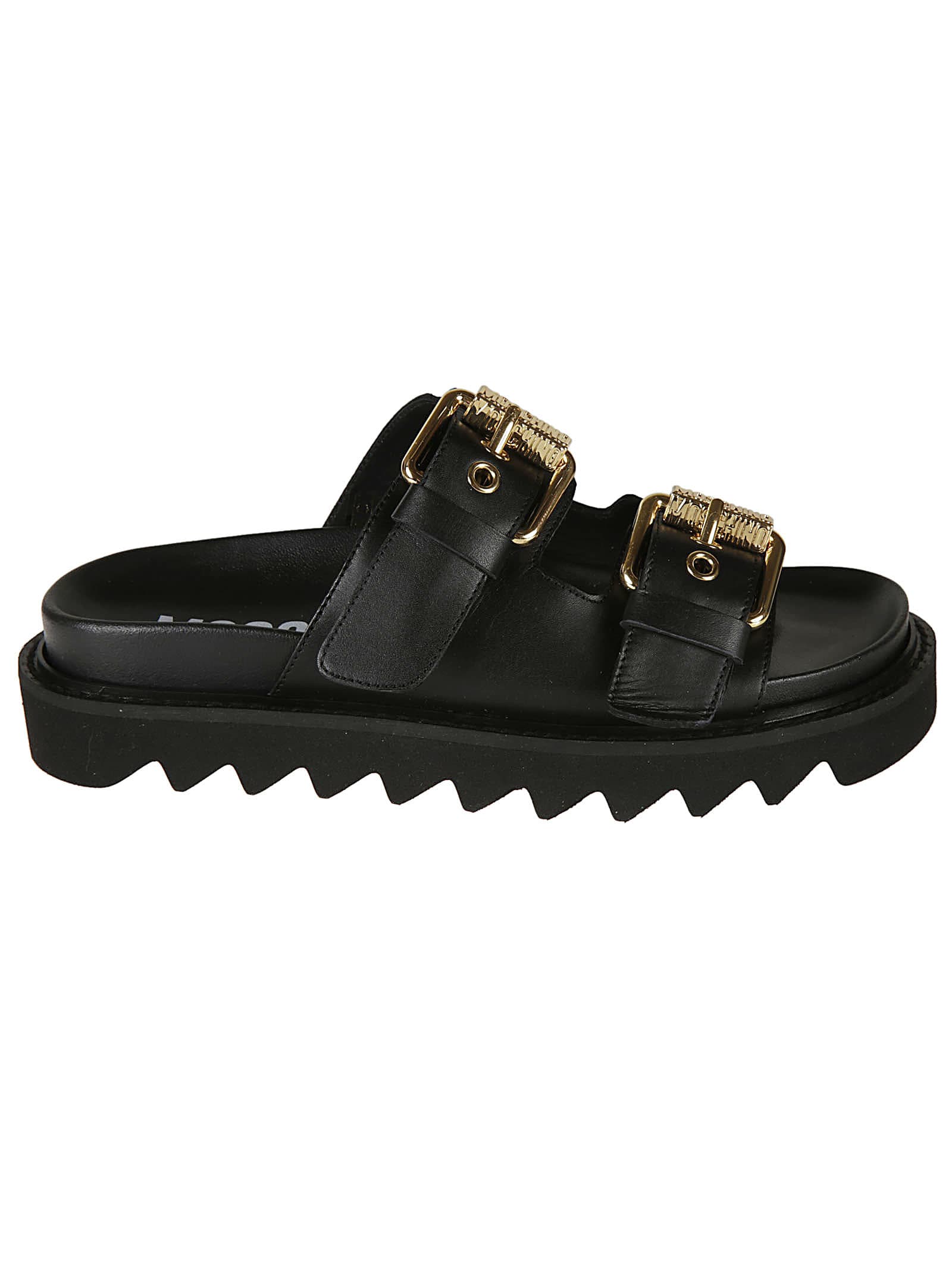 MOSCHINO DOUBLE-STRAP BUCKLED SANDALS,11281101
