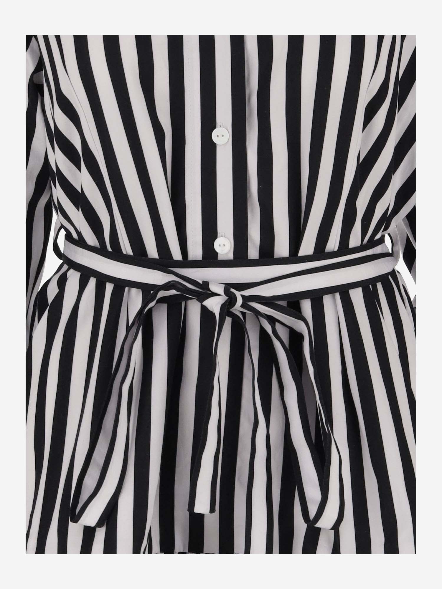 Shop Patou Cotton Dress With Striped Pattern In Black Small