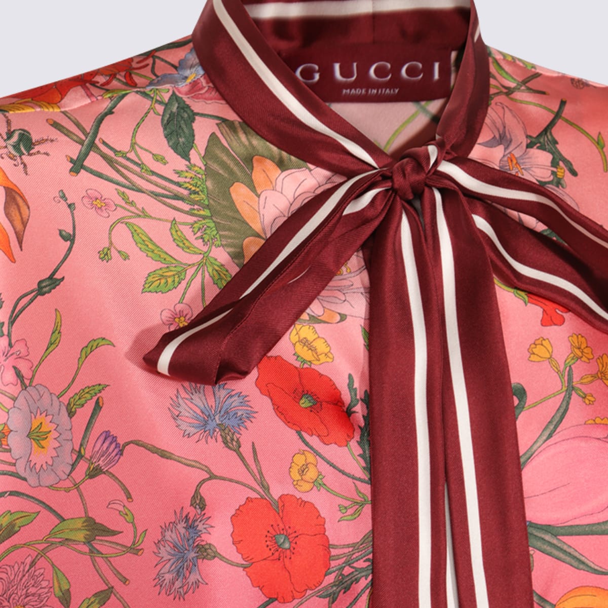 Gucci Silk Floral Shirt In Pink