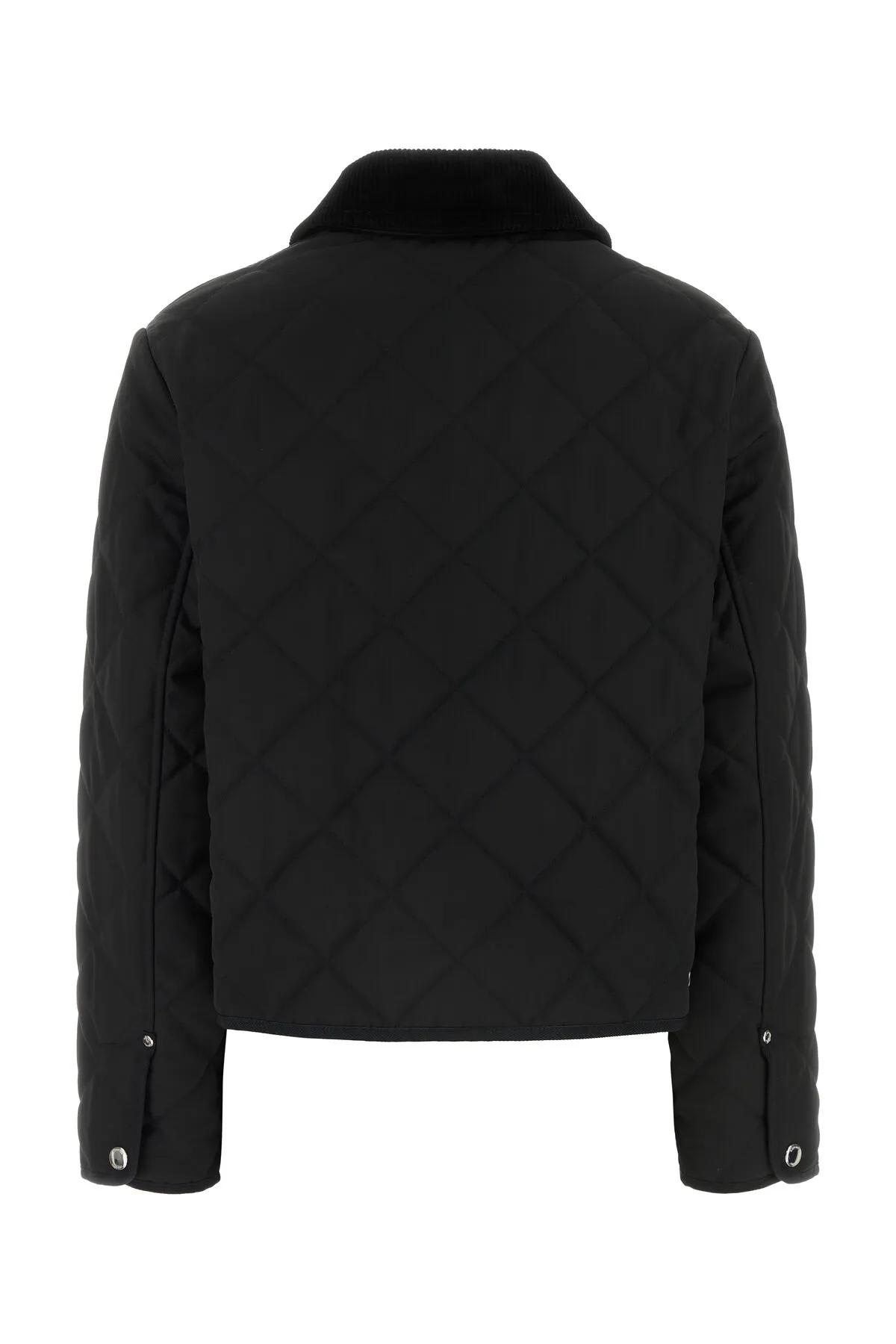 Shop Burberry Black Polyester Oversize Jacket