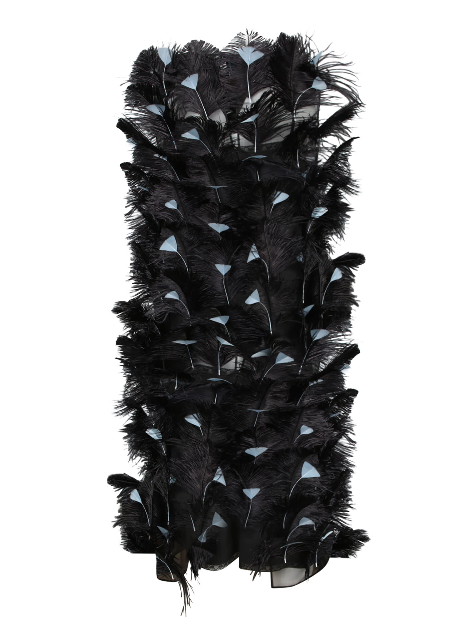 Prada Abito In Organza Decorata Donna In Nero