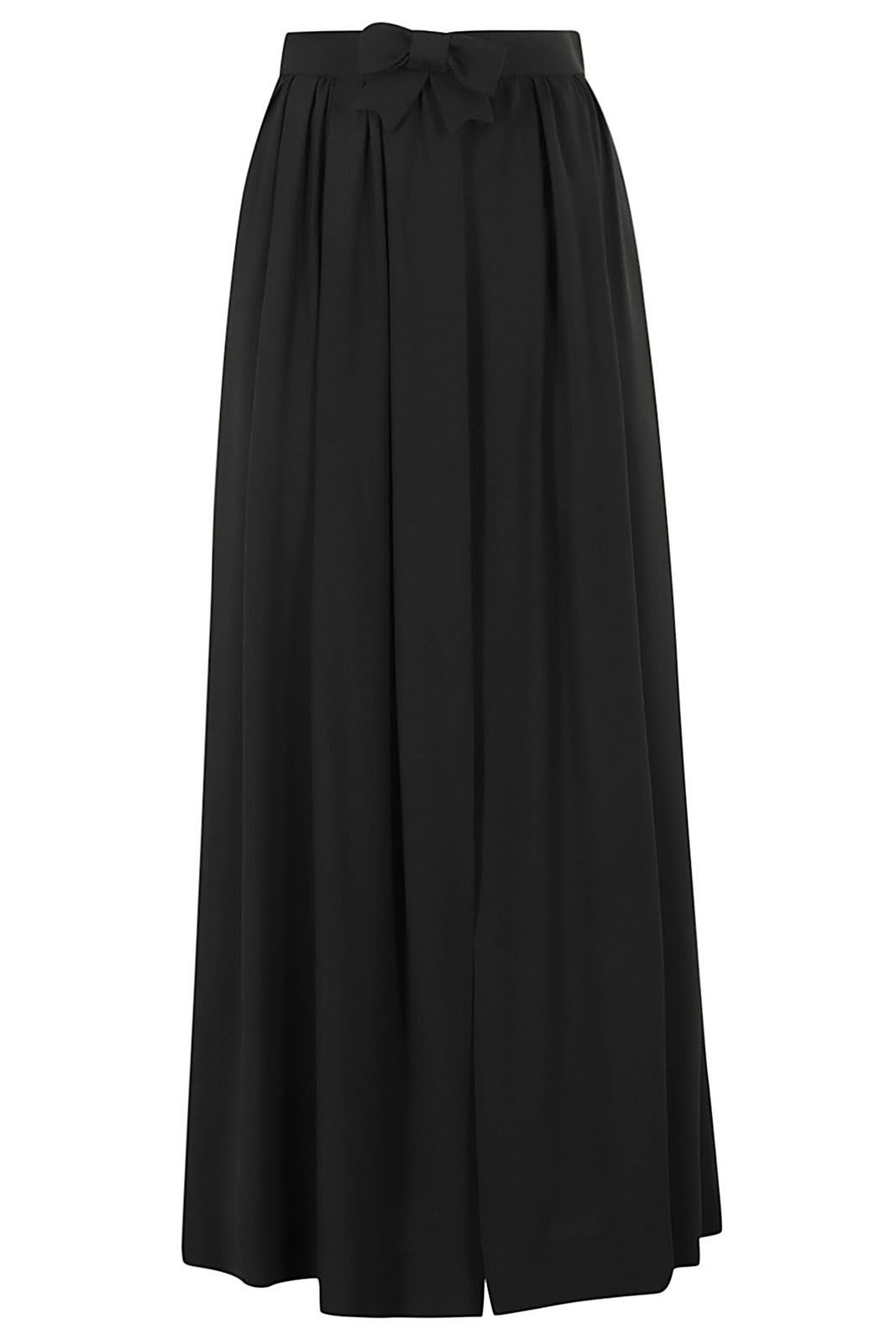 Shop Moschino Bow Detailed Wide Leg Pants In Fantasia Nero