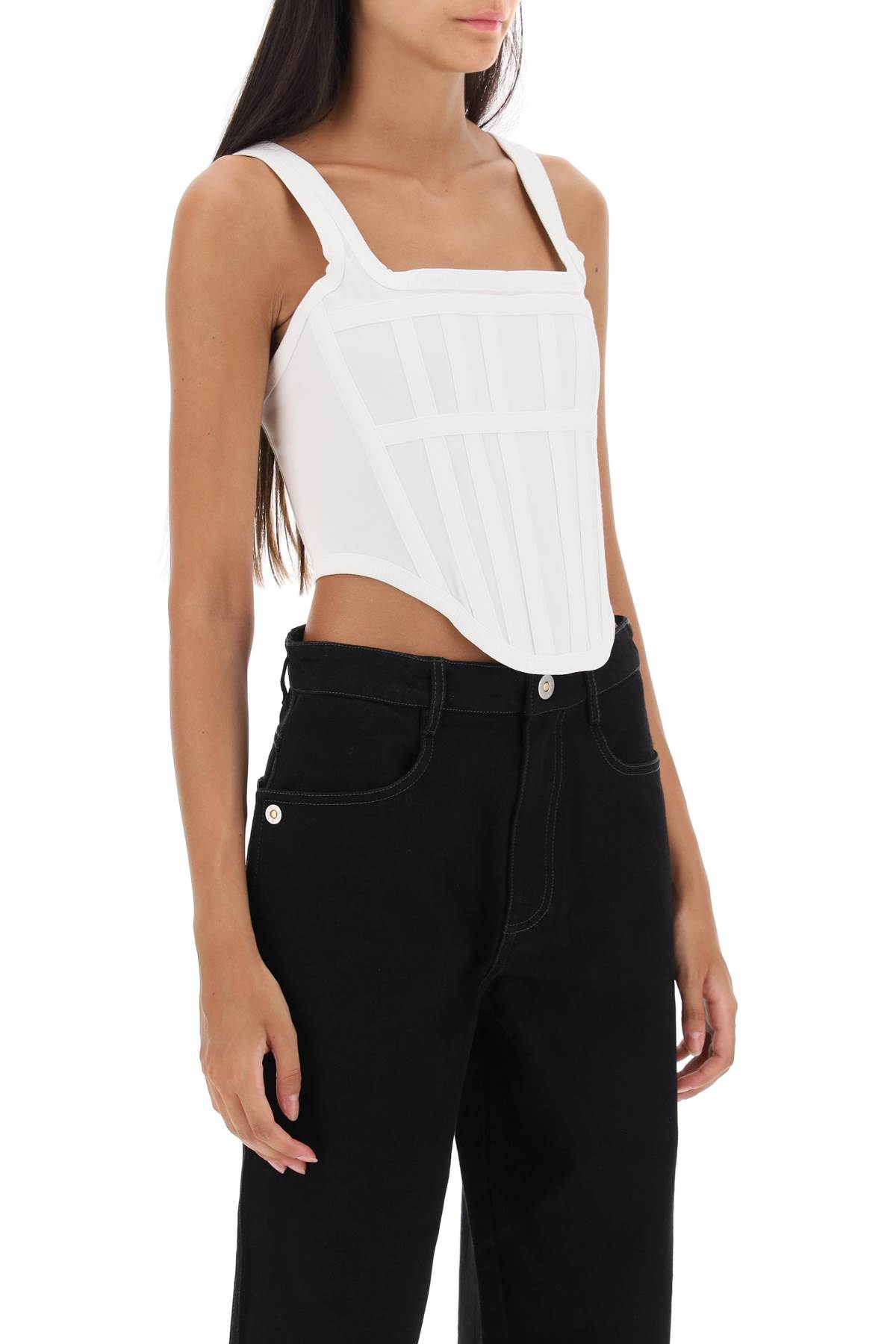 Shop Dion Lee Corset Top In Jersey In Ivory (white)