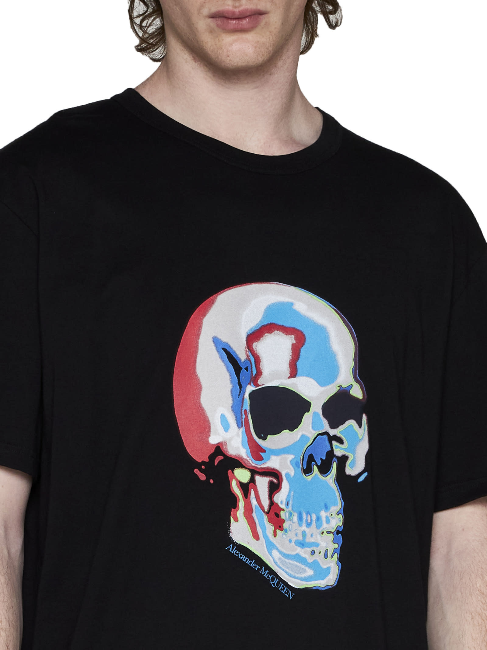 Alexander Mcqueen Skull-graphic Cotton T-shirt. In Black Mix