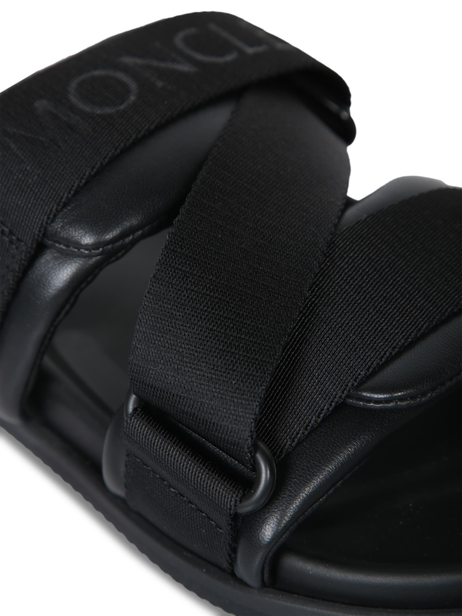 Shop Moncler Logo Black Sandals