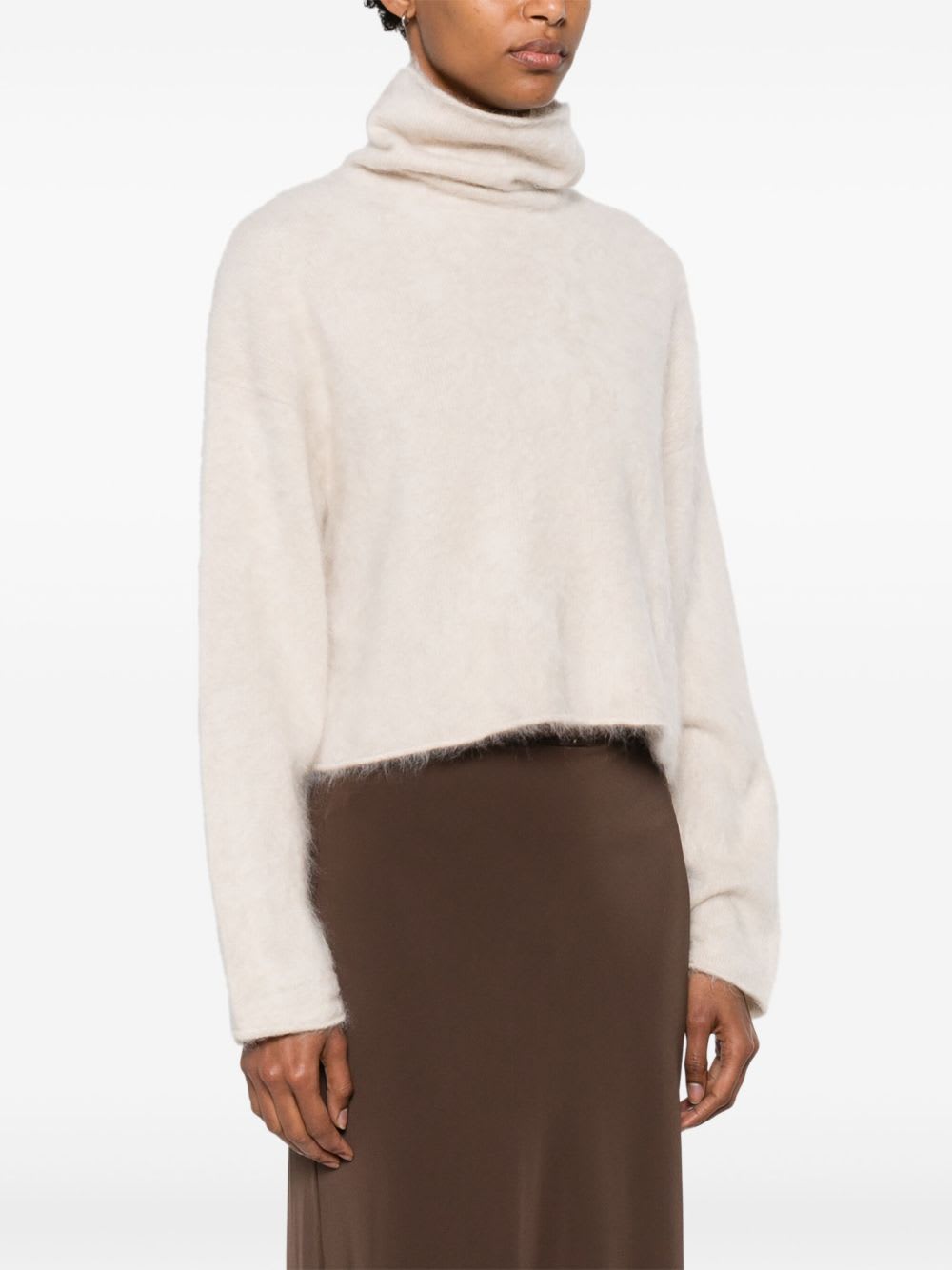 Goat Cashmere Turtle-neck Jumper In White