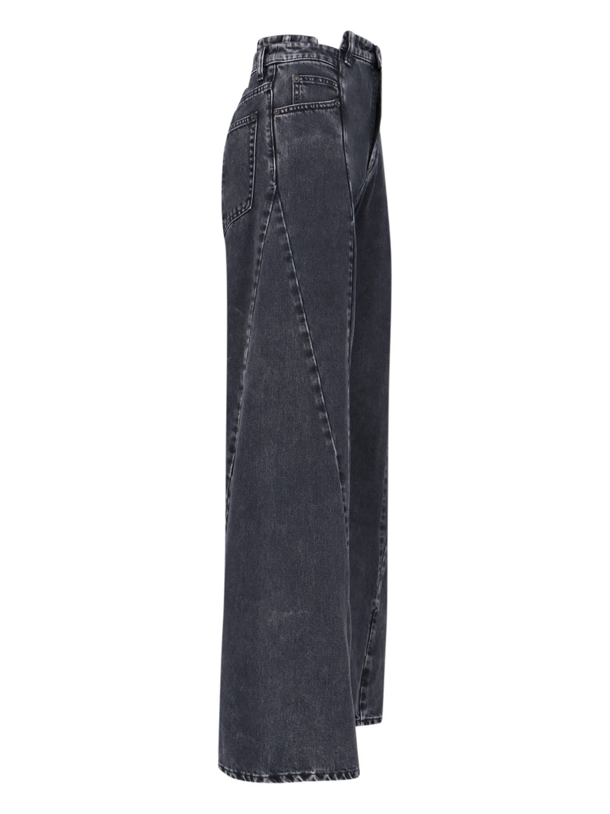 Maison Margiela Black Jeans With Wide Leg And Four-stitch Moniker Logo In Denim Woman In Black