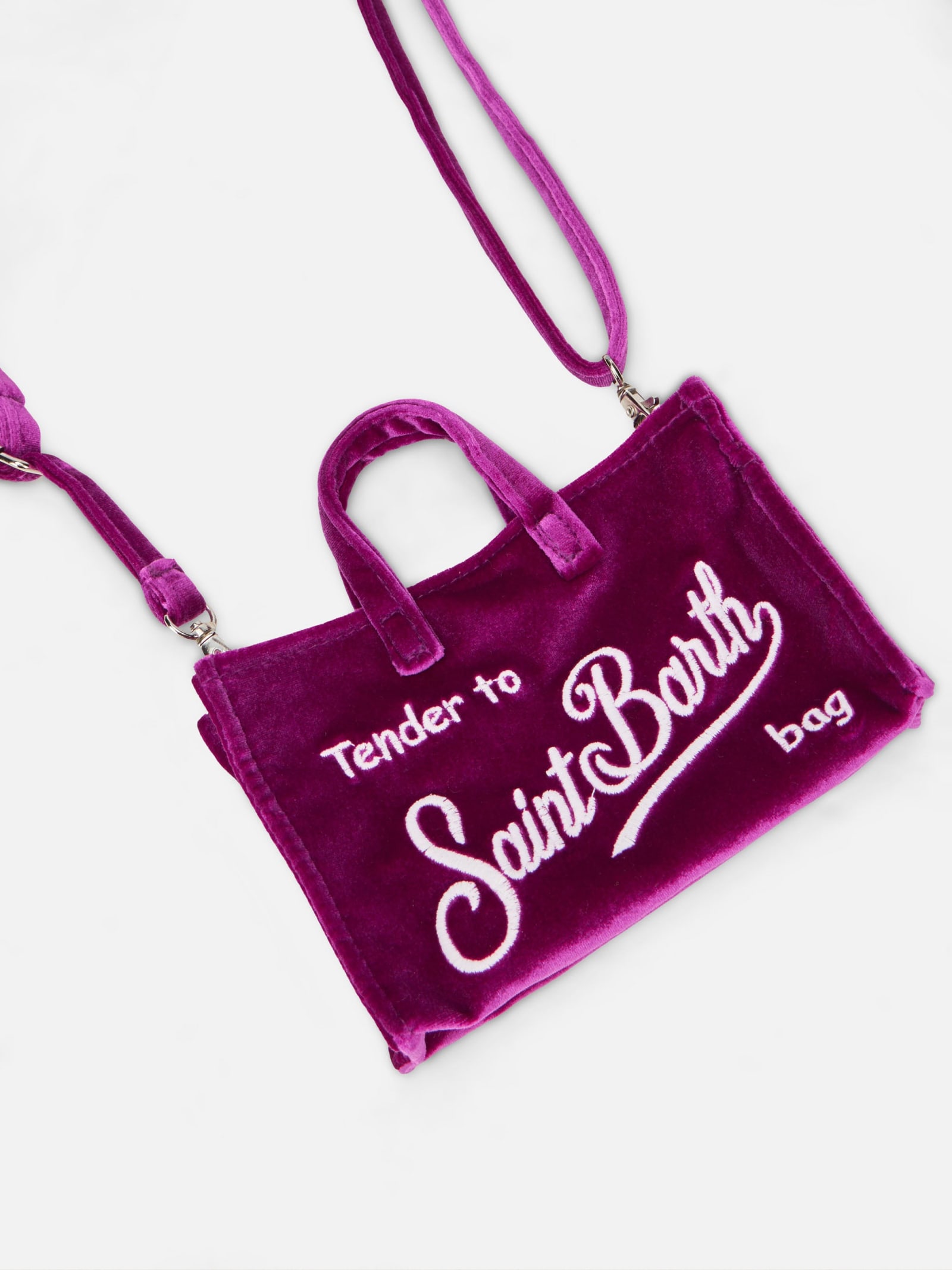 Mc2 Saint Barth Fuchsia Velvet Phone Holder Micro Bag In Black