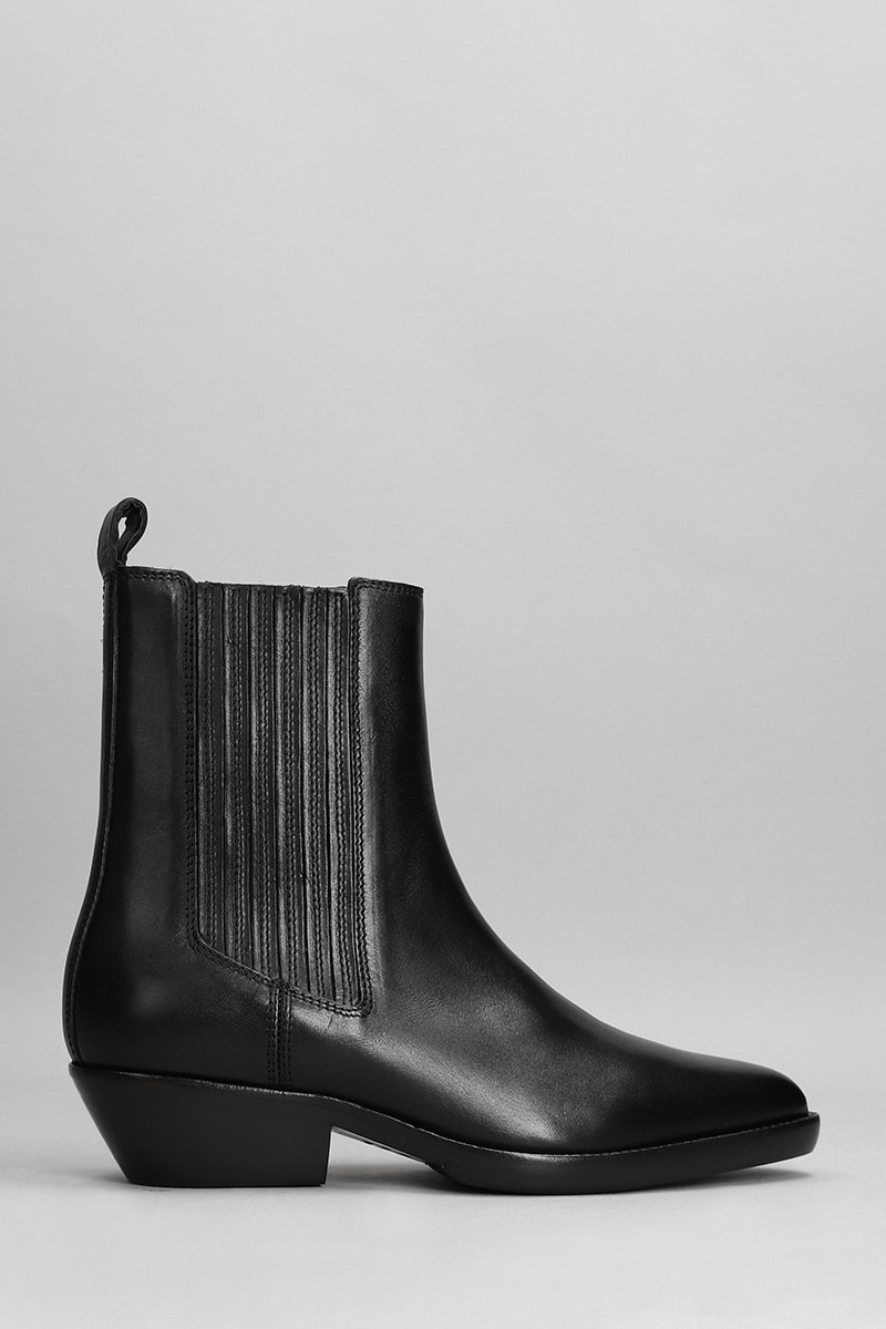 Isabel Marant Delena Texan Ankle Boots In Black Leather
