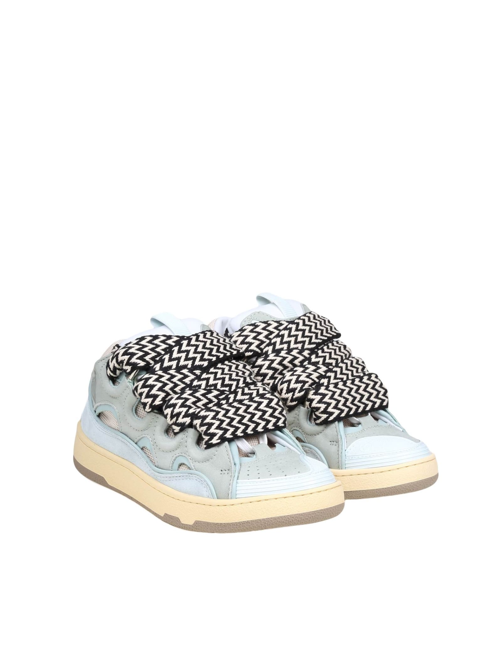 Shop Lanvin Skate Sneakers In Leather Color Light Blue In Pale Blue